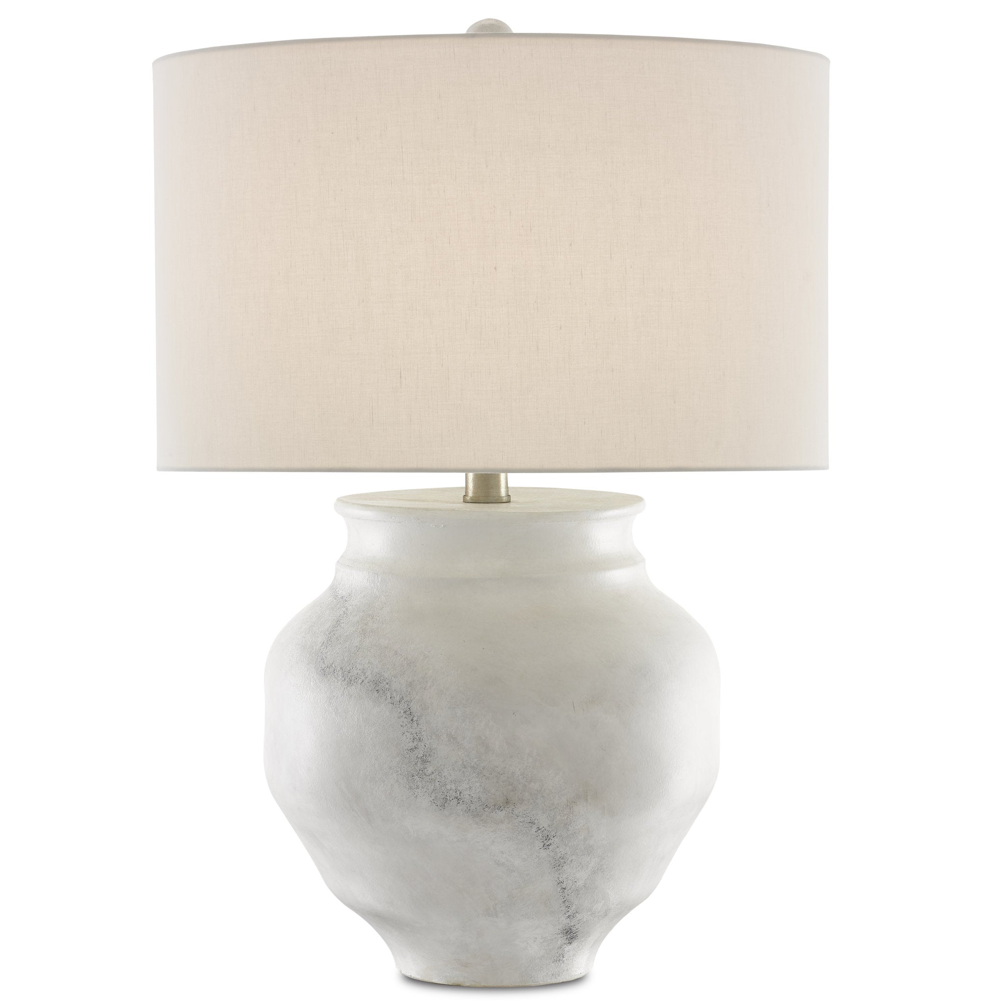 Kalossi White Table Lamp - Painted White/Painted Gray/Contemporary Silver Leaf
