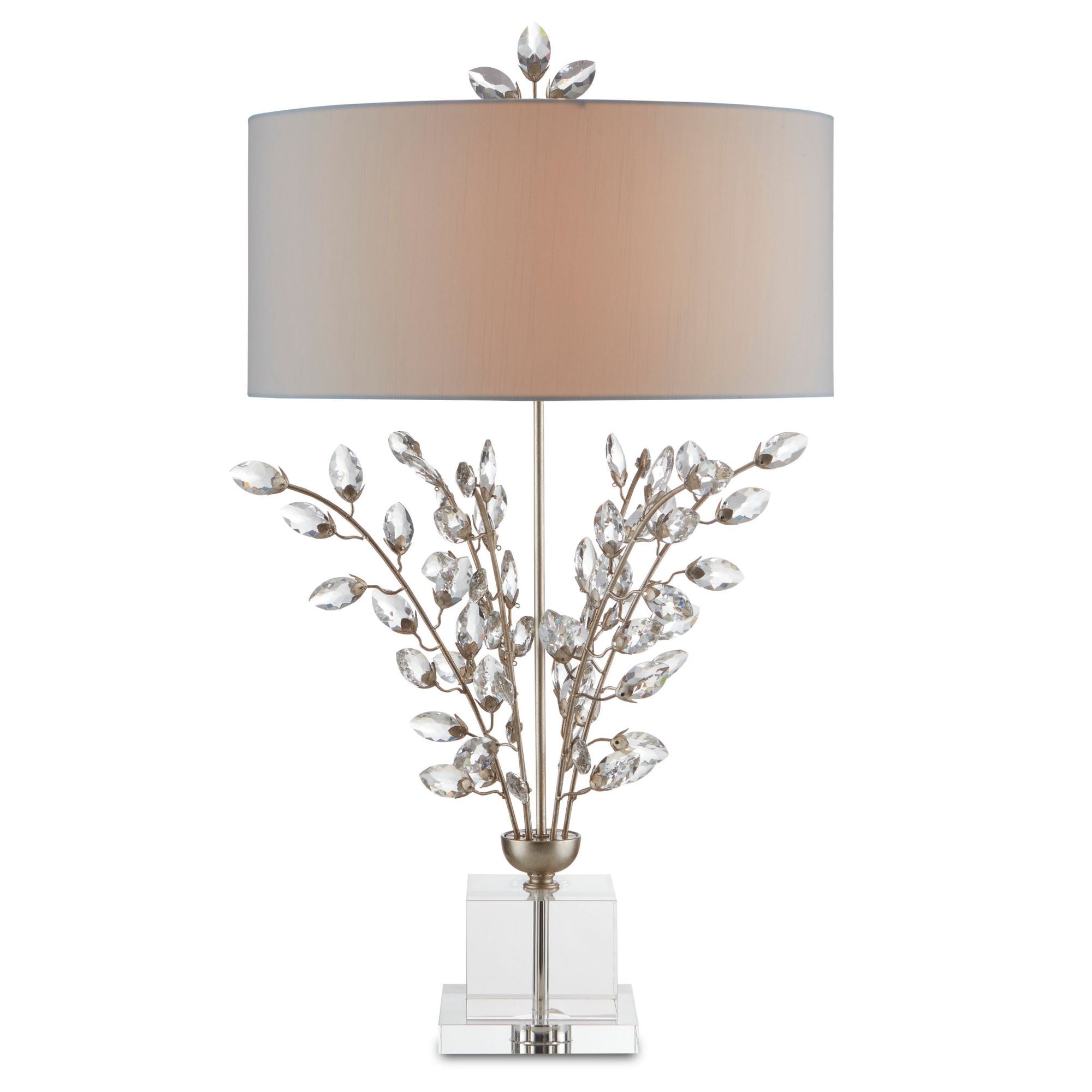 Forget-Me-Not Silver Table Lamp - Silver Leaf/Clear