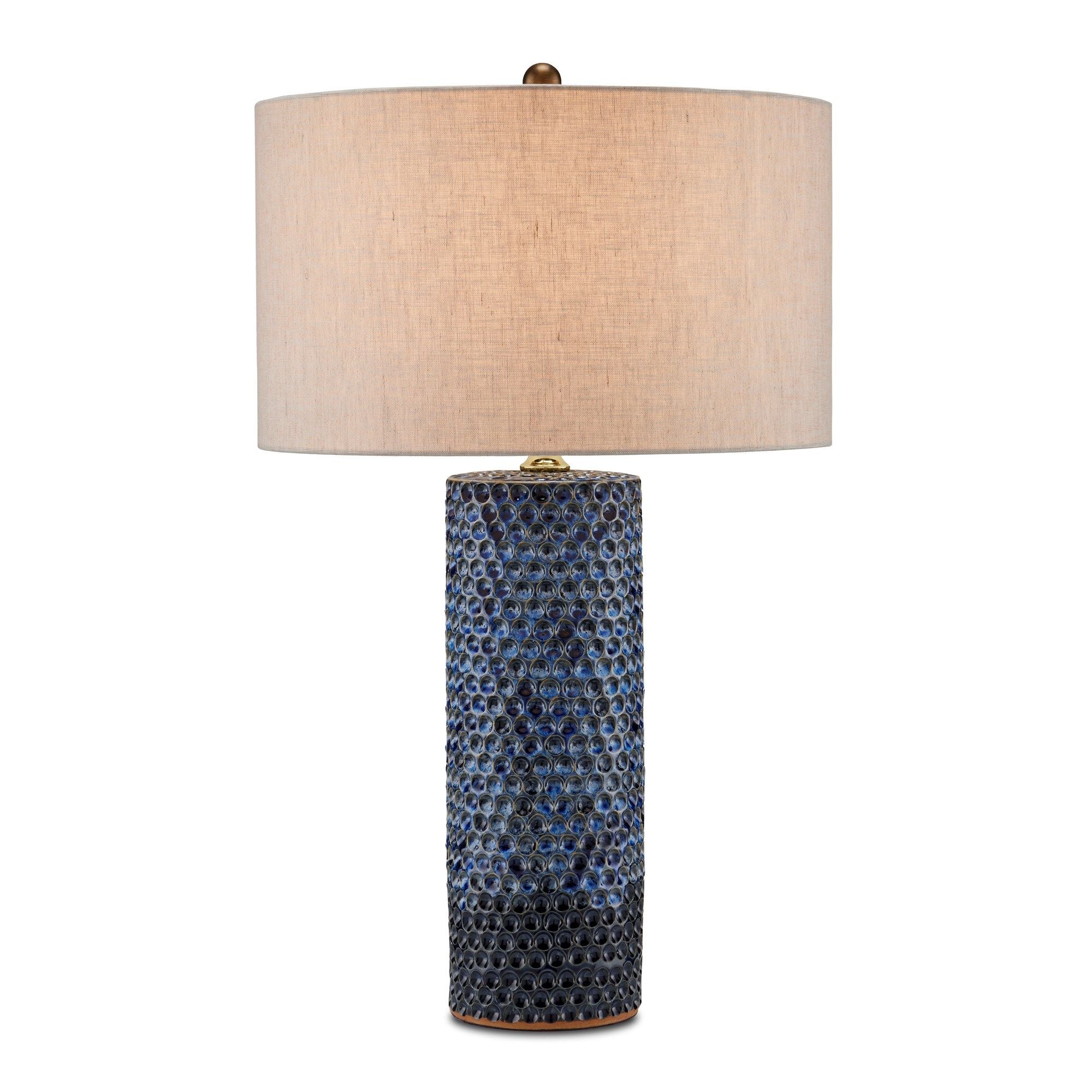 Polka Dot Blue Table Lamp - Reactive Blue/Polished Brass