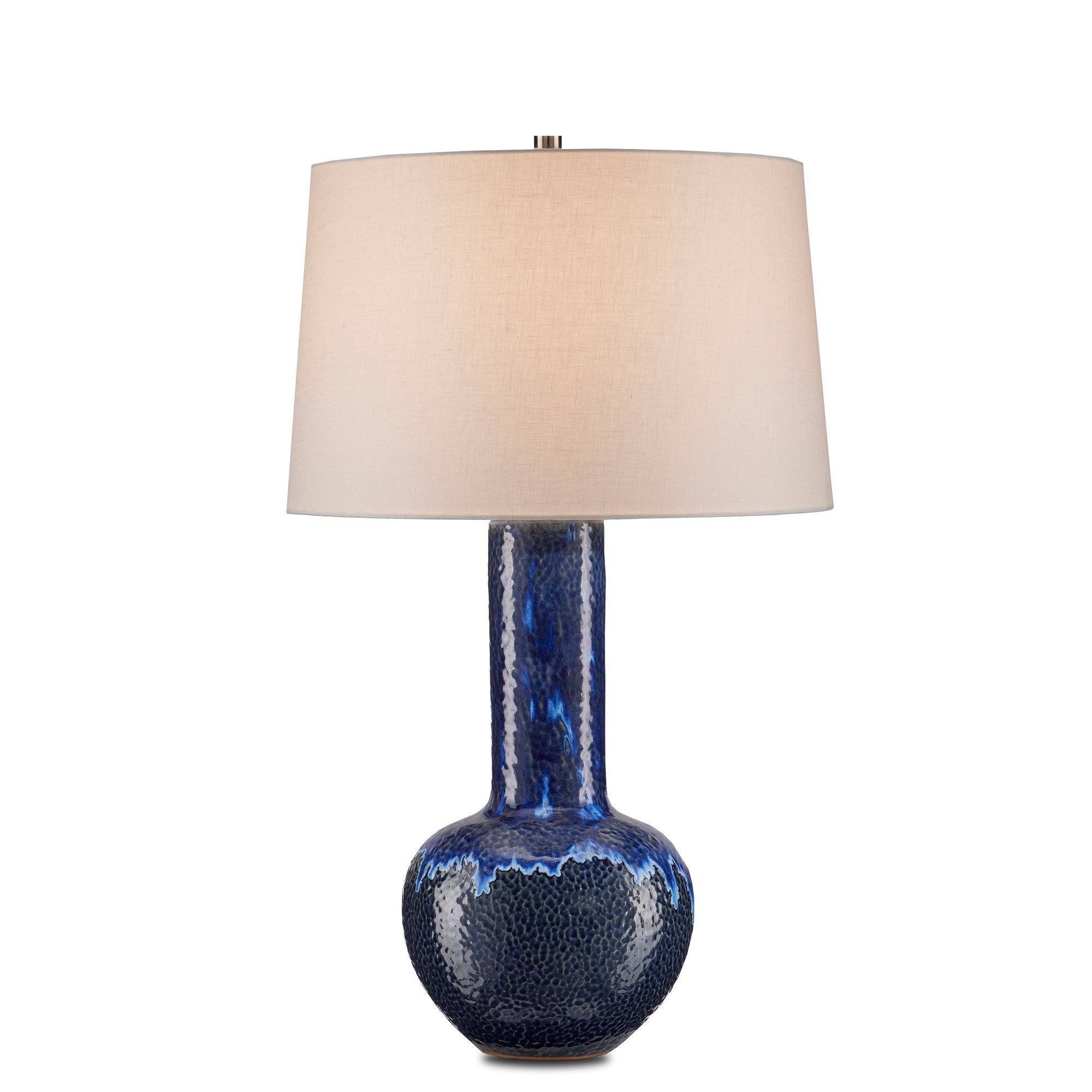 Kelmscott Blue Gourd Table Lamp - Reactive Blue