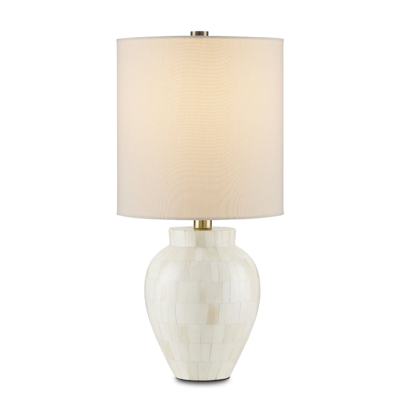 Osso White Round Table Lamp - Natural Bone/Antique Brass