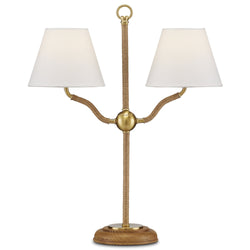 Sirocco Desk Lamp - Natural/Antique Brass