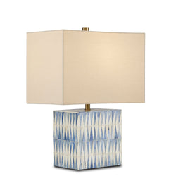 Nadene Blue & White Table Lamp - Blue/White/Brushed Brass
