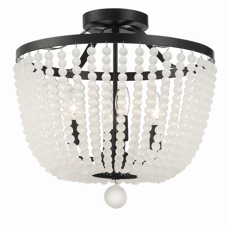 Rylee 4 Light Matte Black Frosted Beads Ceiling Mount