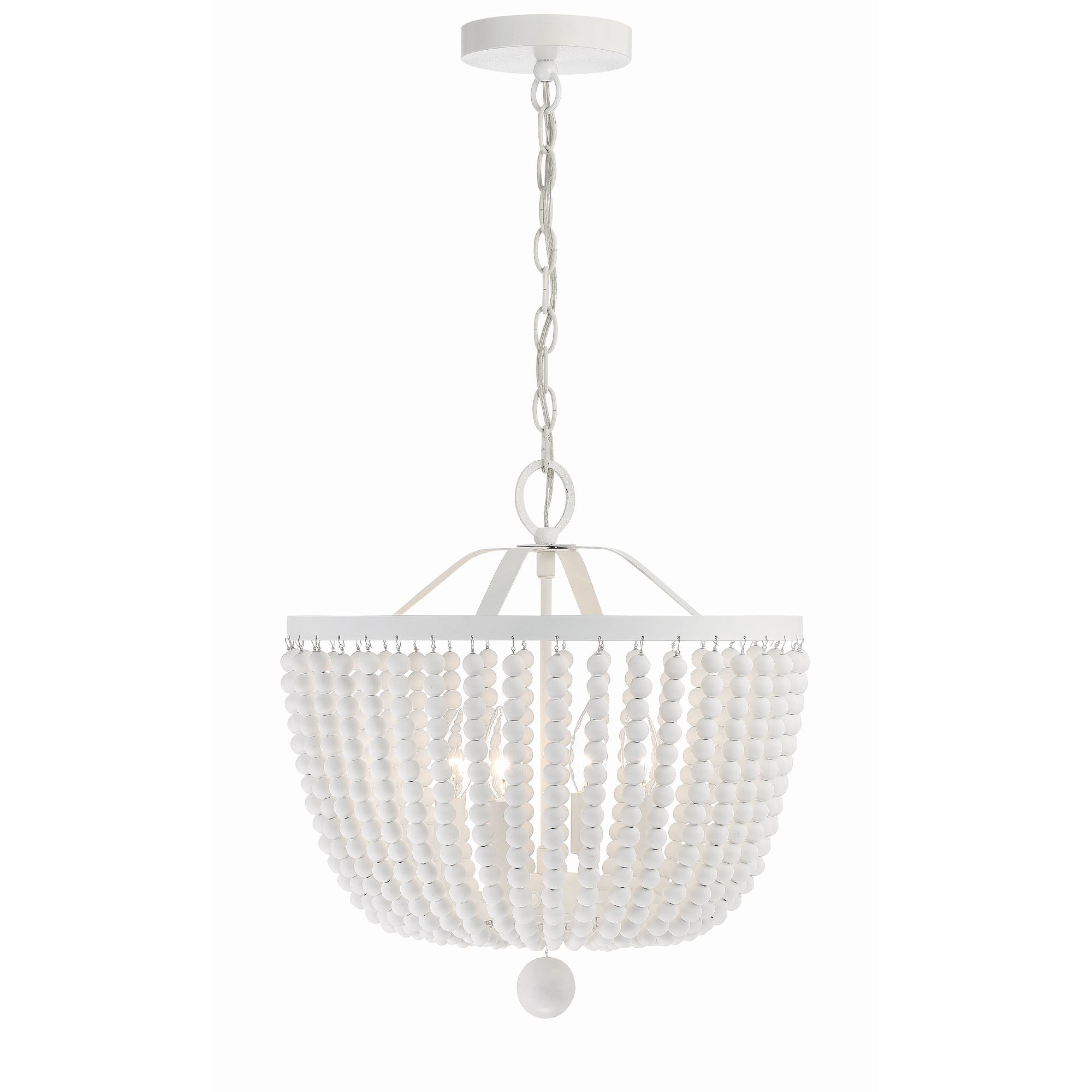 Rylee 4 Light Matte White Chandelier White Wood Beads 16.5"W x 18"H x 16.5"D