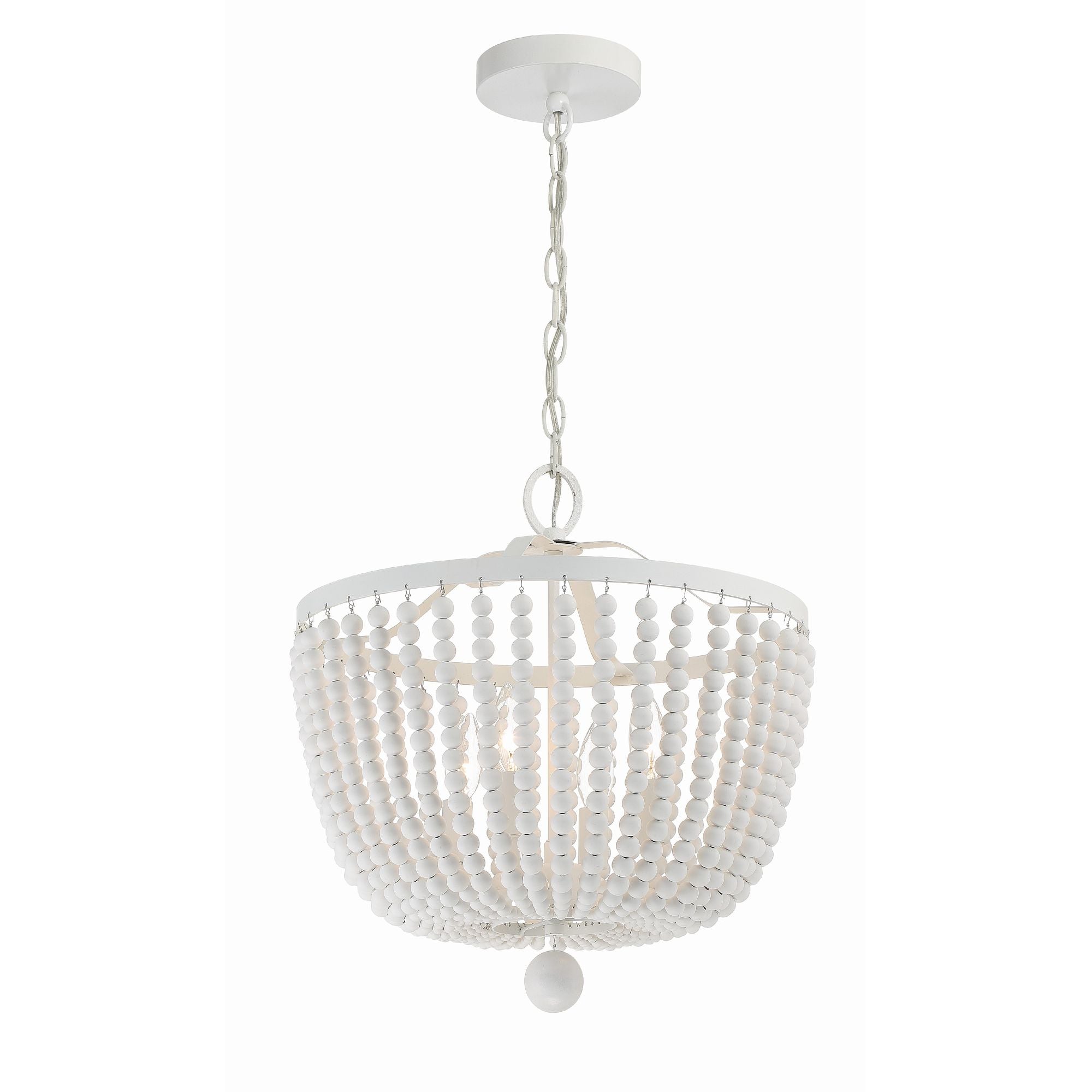 Rylee 4 Light Matte White Chandelier White Wood Beads 16.5"W x 18"H x 16.5"D