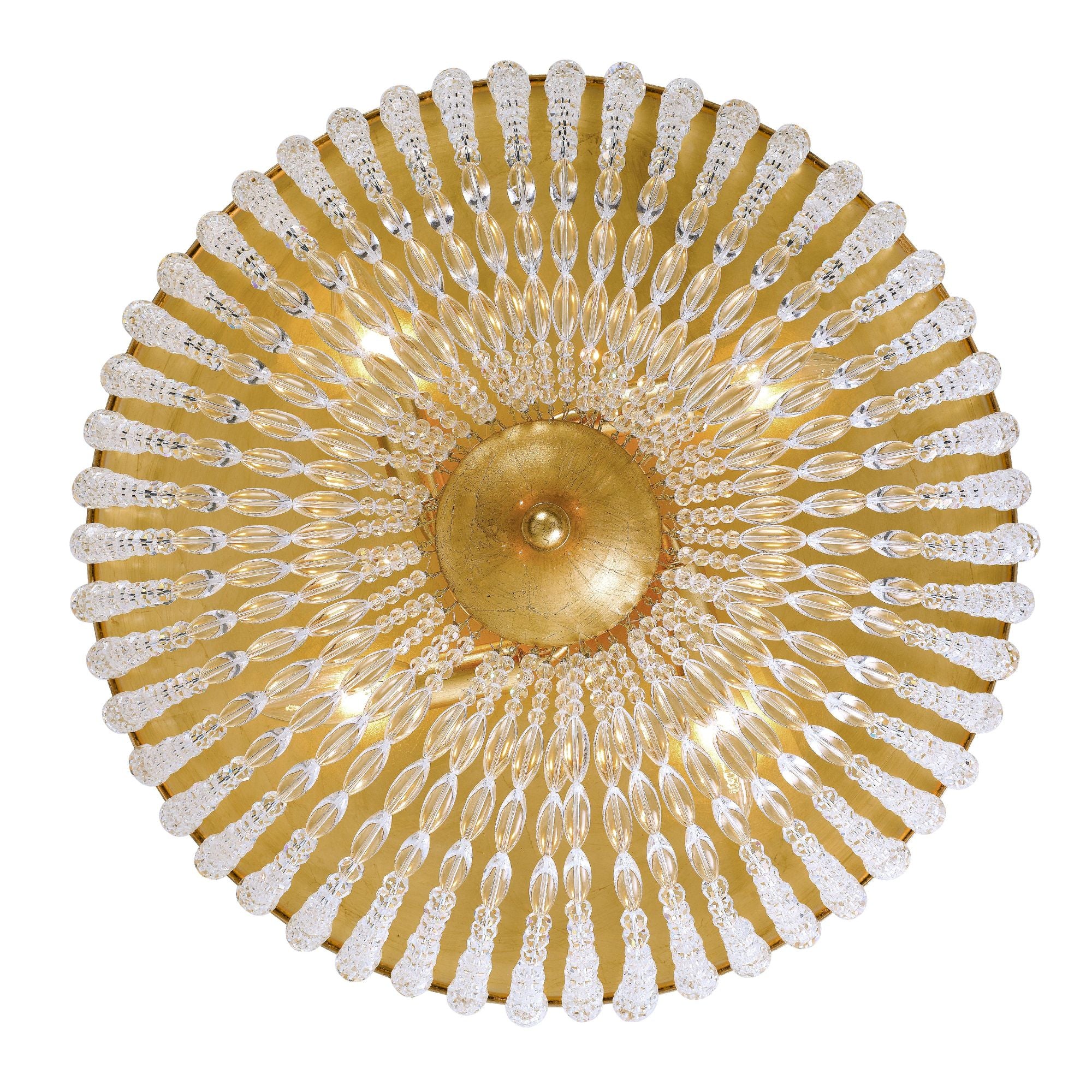 Rylee 4 Light Antique Gold Flush Mount Hand Cut Crystal Beads 18.5"W x 7.5"H x 18.5"D