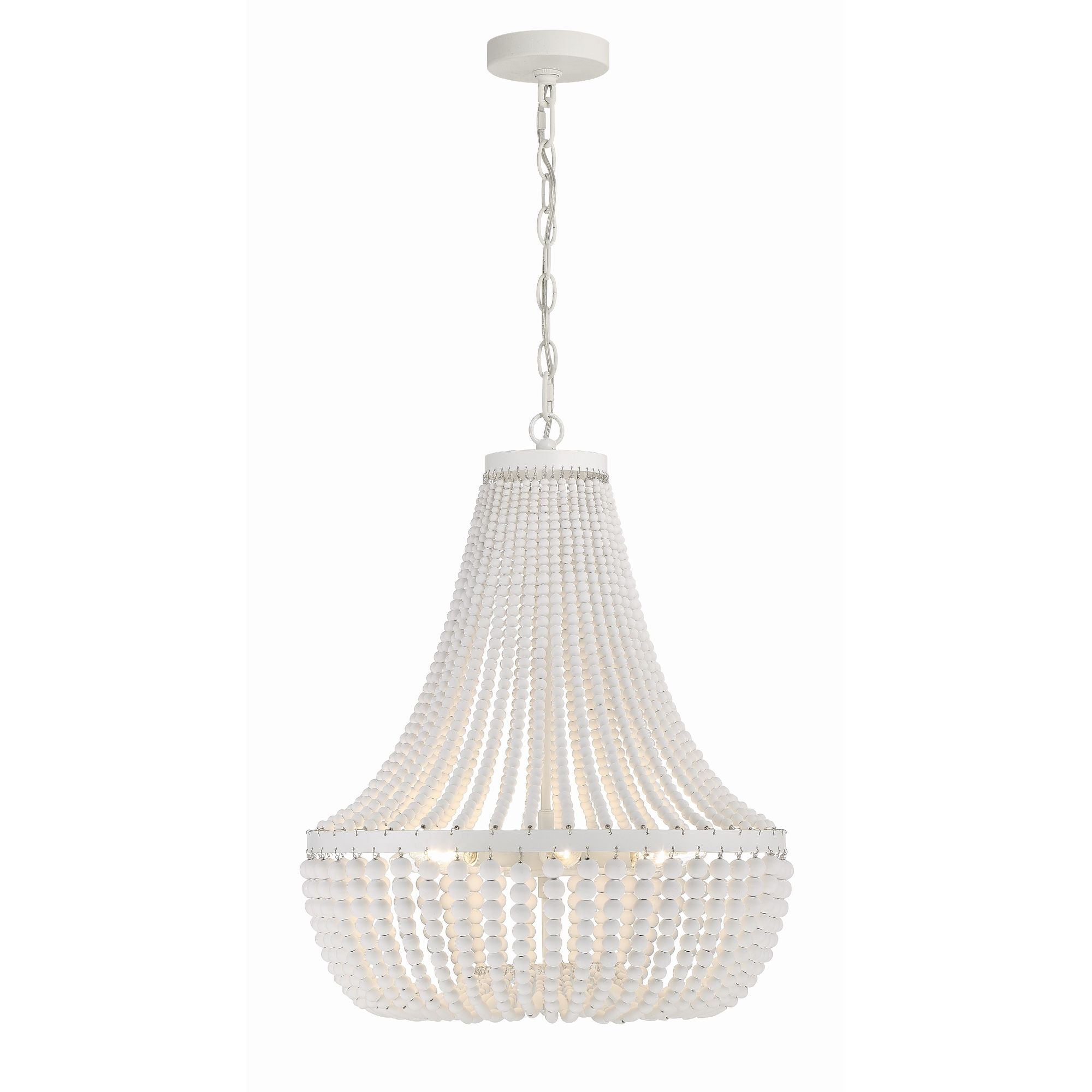 Rylee 6 Light Matte White Chandelier White Wood Beads 18.75"W x 23.5"H x 18.75"D
