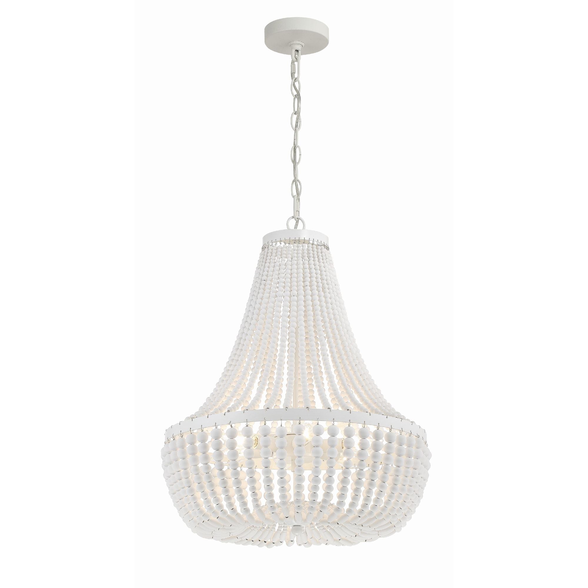 Rylee 6 Light Matte White Chandelier White Wood Beads 18.75"W x 23.5"H x 18.75"D