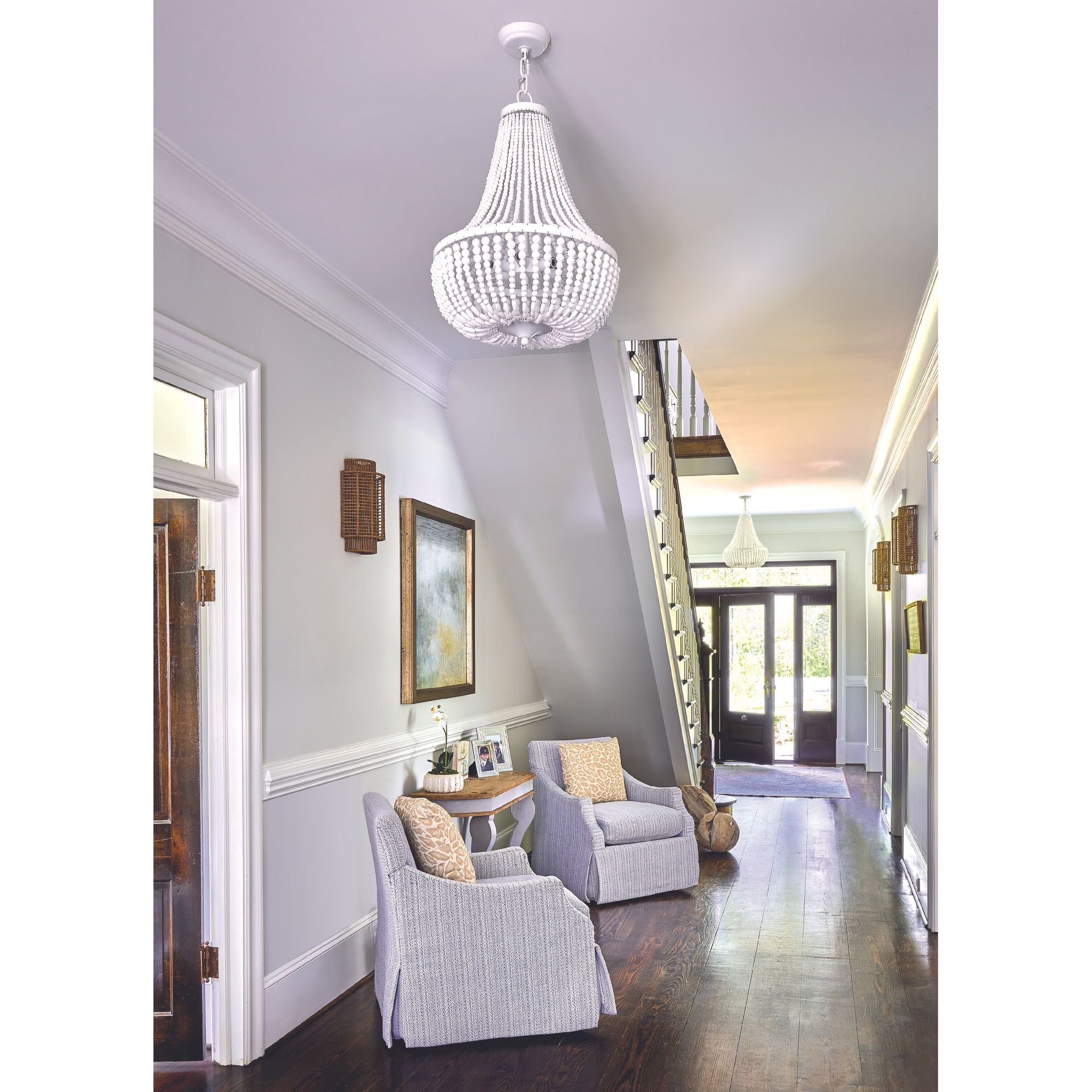 Rylee 6 Light Matte White Chandelier White Wood Beads 18.75"W x 23.5"H x 18.75"D