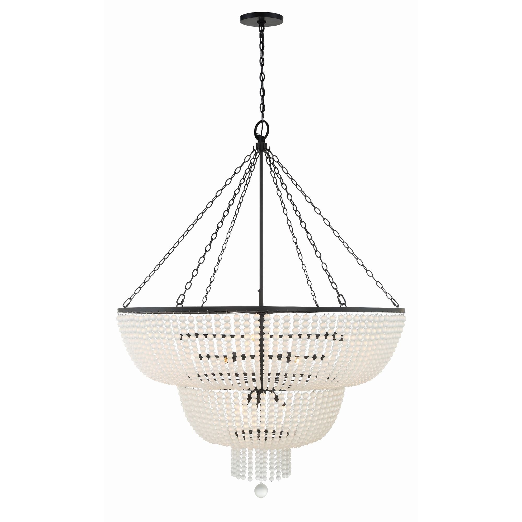 Rylee 15 Light Matte Black Chandelier Frosted Glass Beads 48.5"W x 63.5"H x 48.5"D
