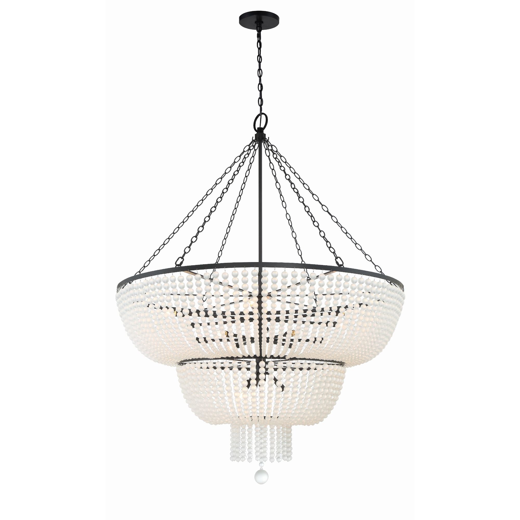 Rylee 15 Light Matte Black Chandelier Frosted Glass Beads 48.5"W x 63.5"H x 48.5"D