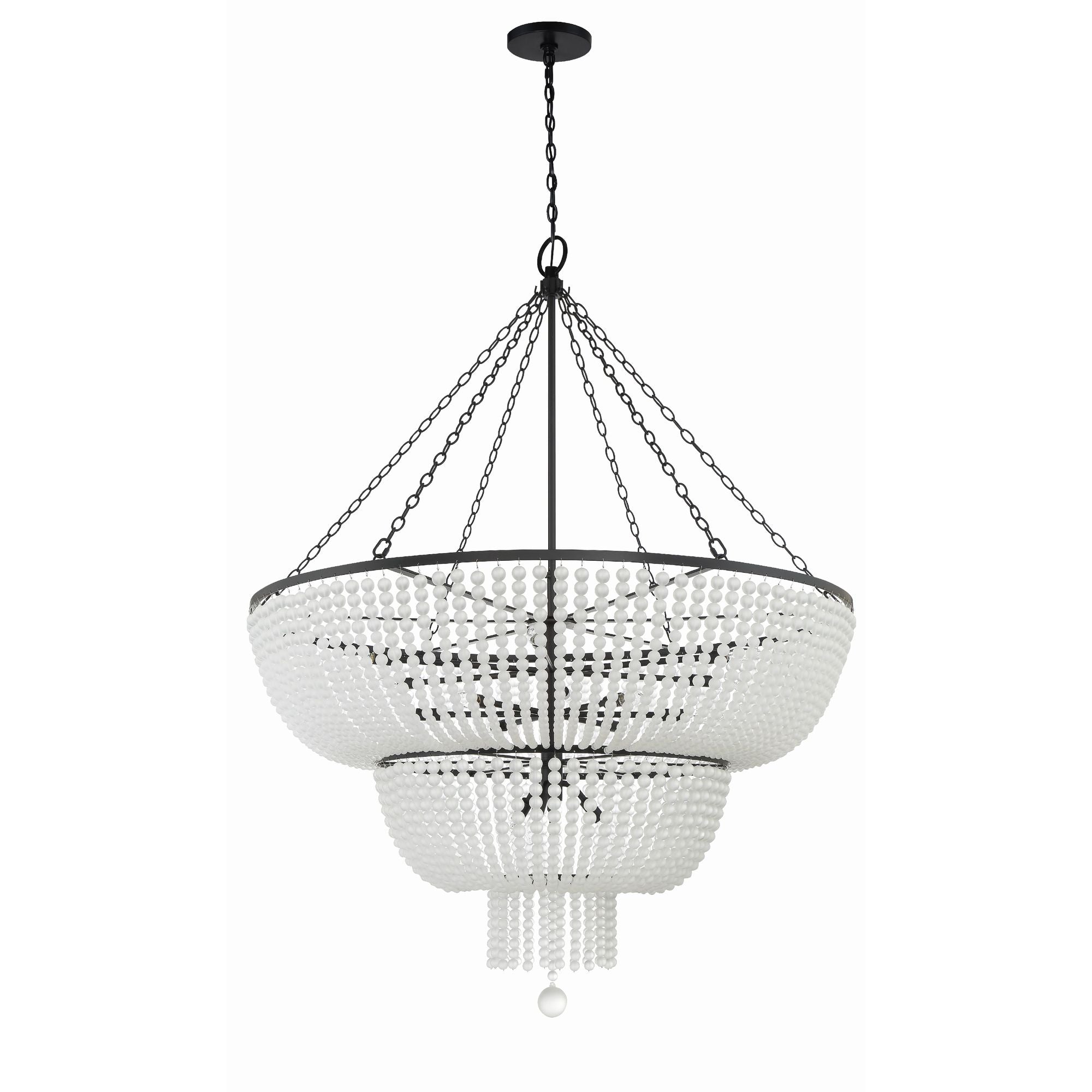 Rylee 15 Light Matte Black Chandelier Frosted Glass Beads 48.5"W x 63.5"H x 48.5"D