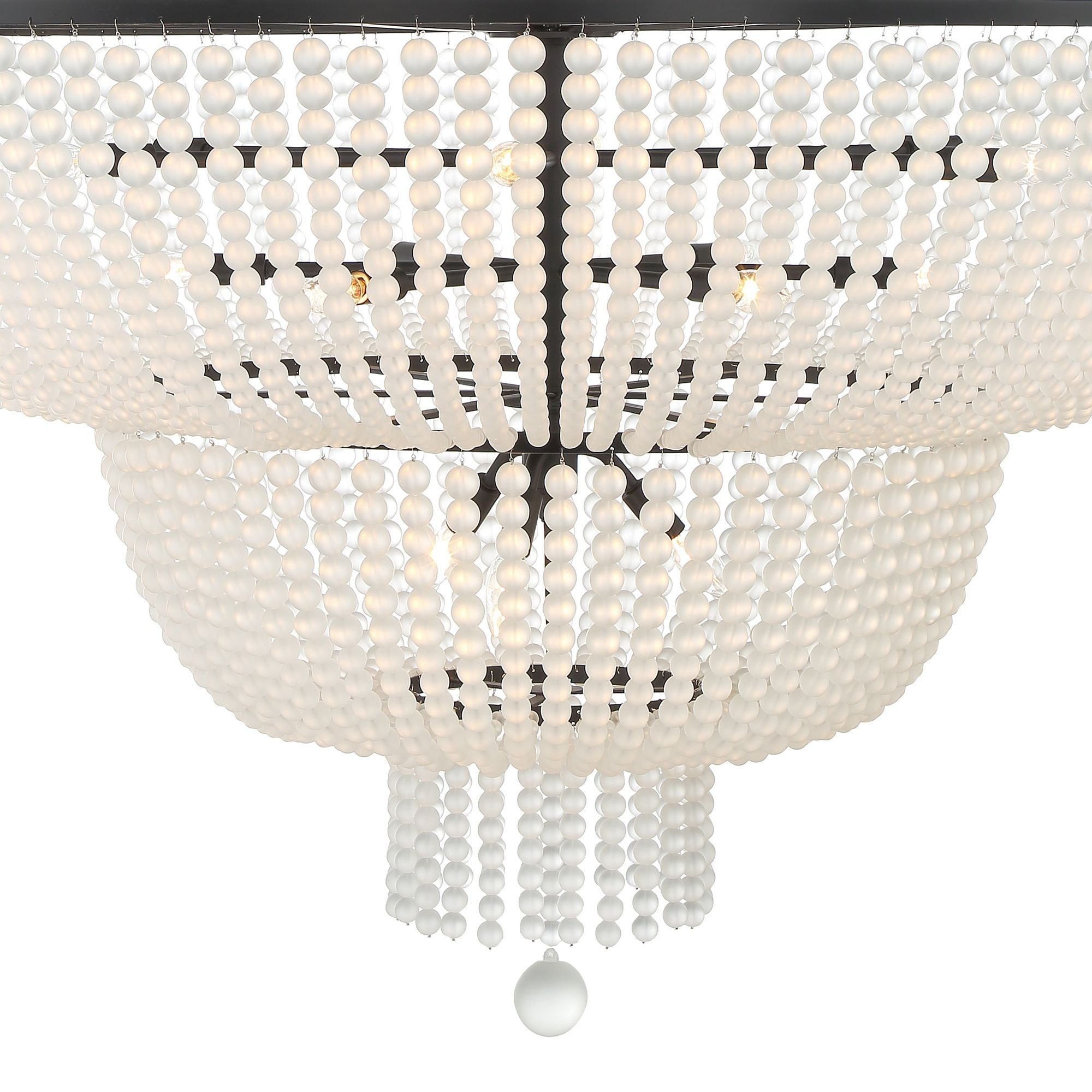 Rylee 15 Light Matte Black Chandelier Frosted Glass Beads 48.5"W x 63.5"H x 48.5"D