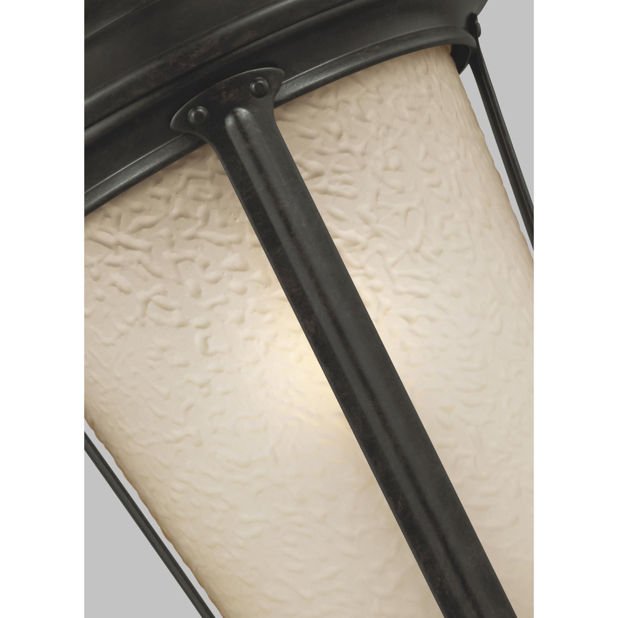 Cape May One Light Outdoor Pendant LED Traditional Fixture 15.75" Height Aluminum Round Etched Hammered with Amber Shade in Burled Iron