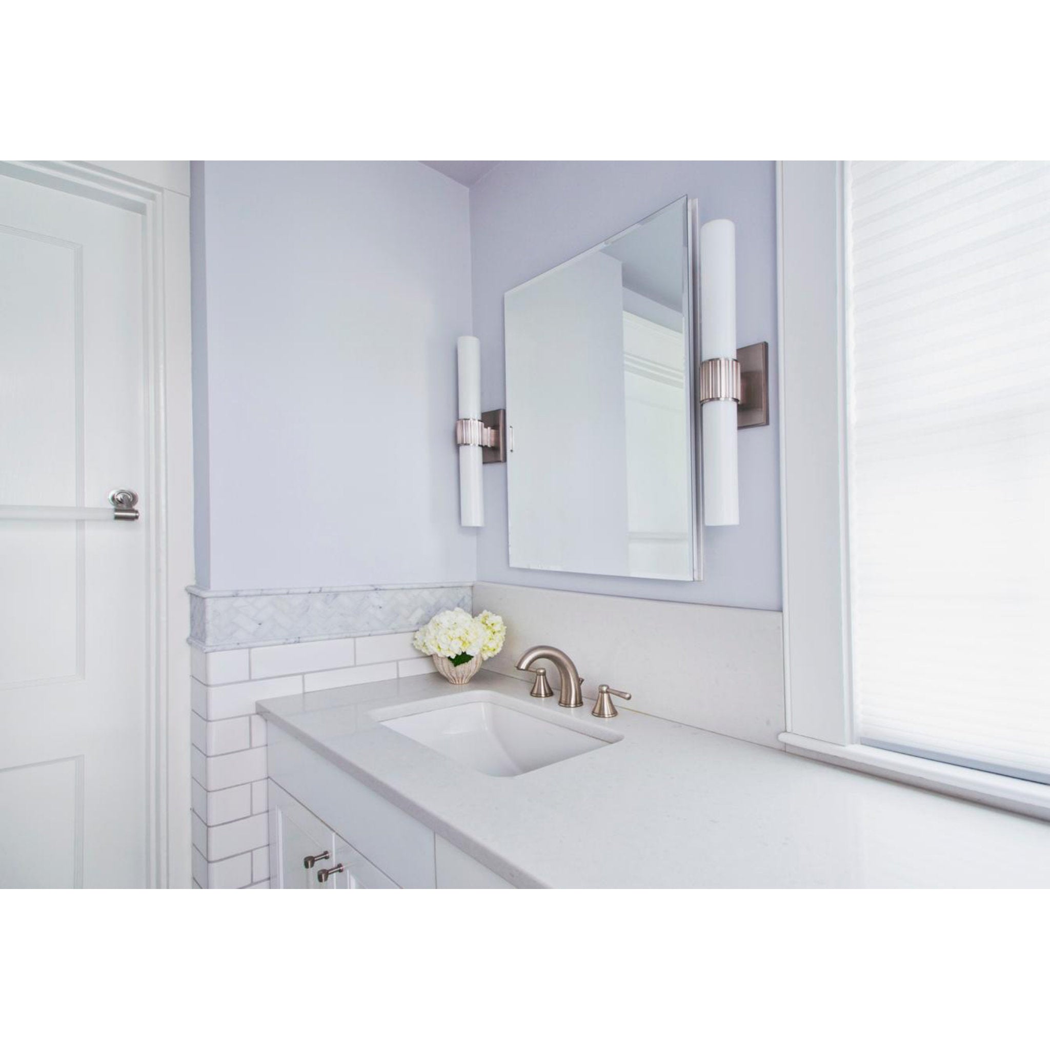 Fulton 2-Light Bath and Vanity in  Satin Nickel 4.75L x 4.75W x 20.5H