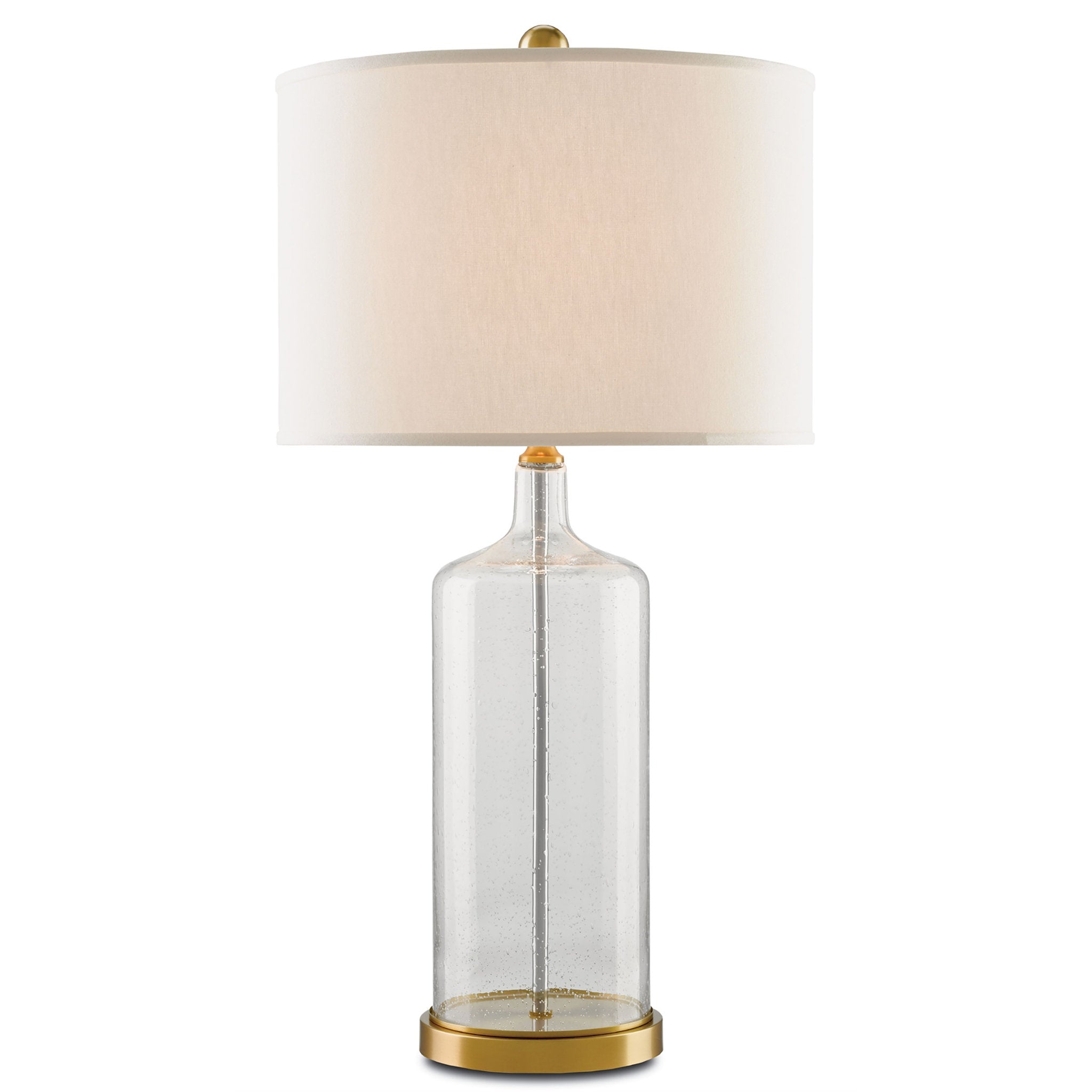 Hazel Glass Table Lamp - Clear Seeded Glass/Brass