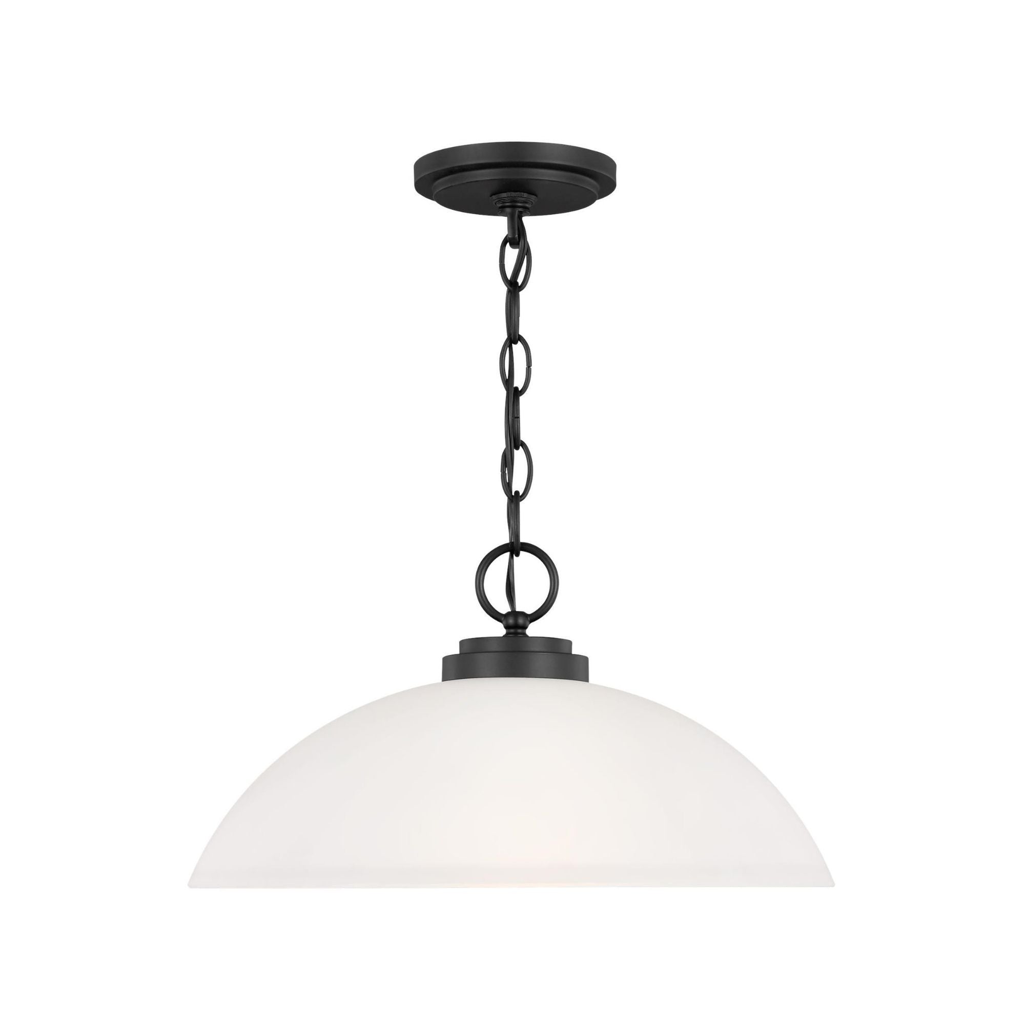 Oslo One Light Pendant LED Contemporary 8.75" Height Steel Round Etched / White Inside Shade in Midnight Black