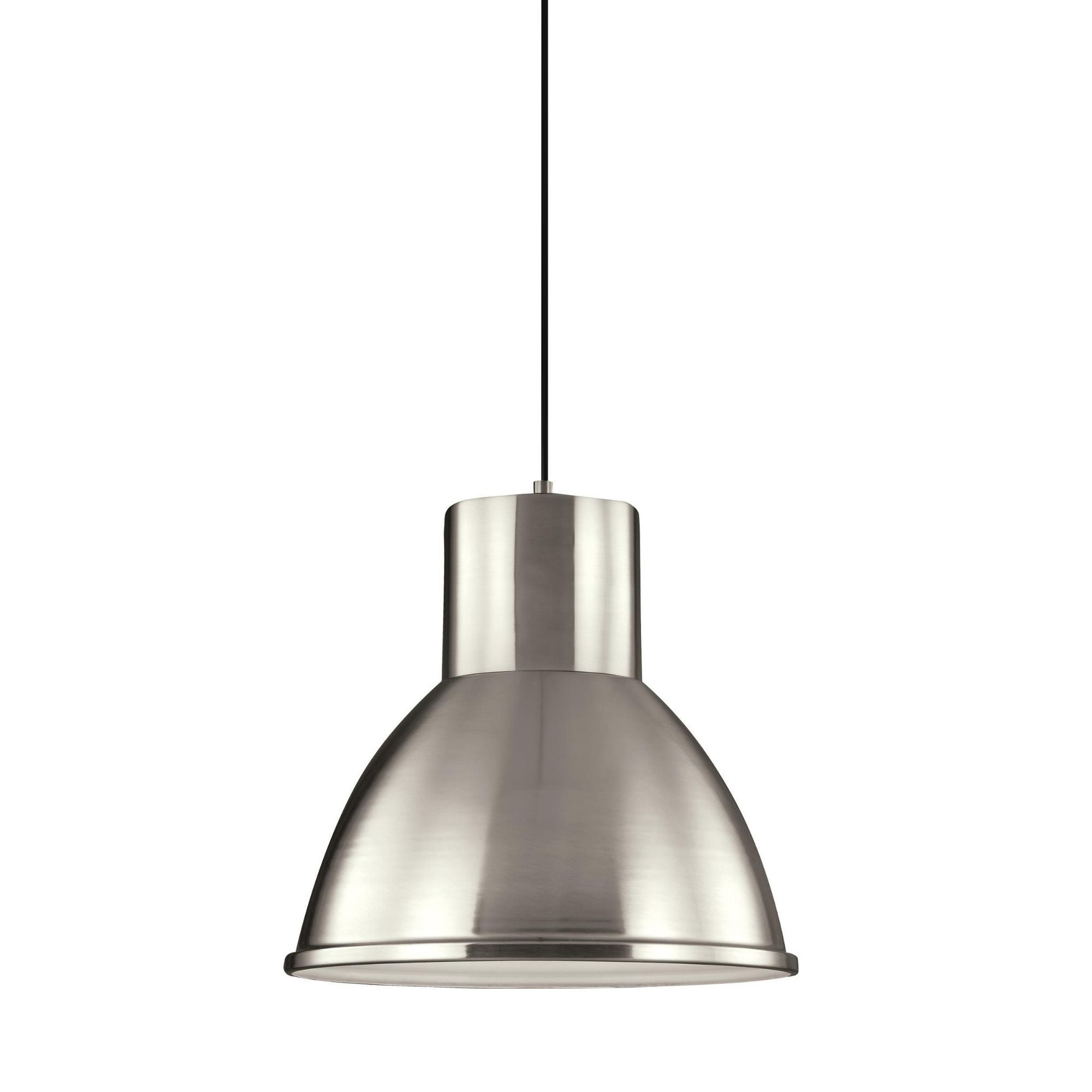 Division Street One Light Pendant LED Contemporary 14" Height Steel in Brushed Nickel