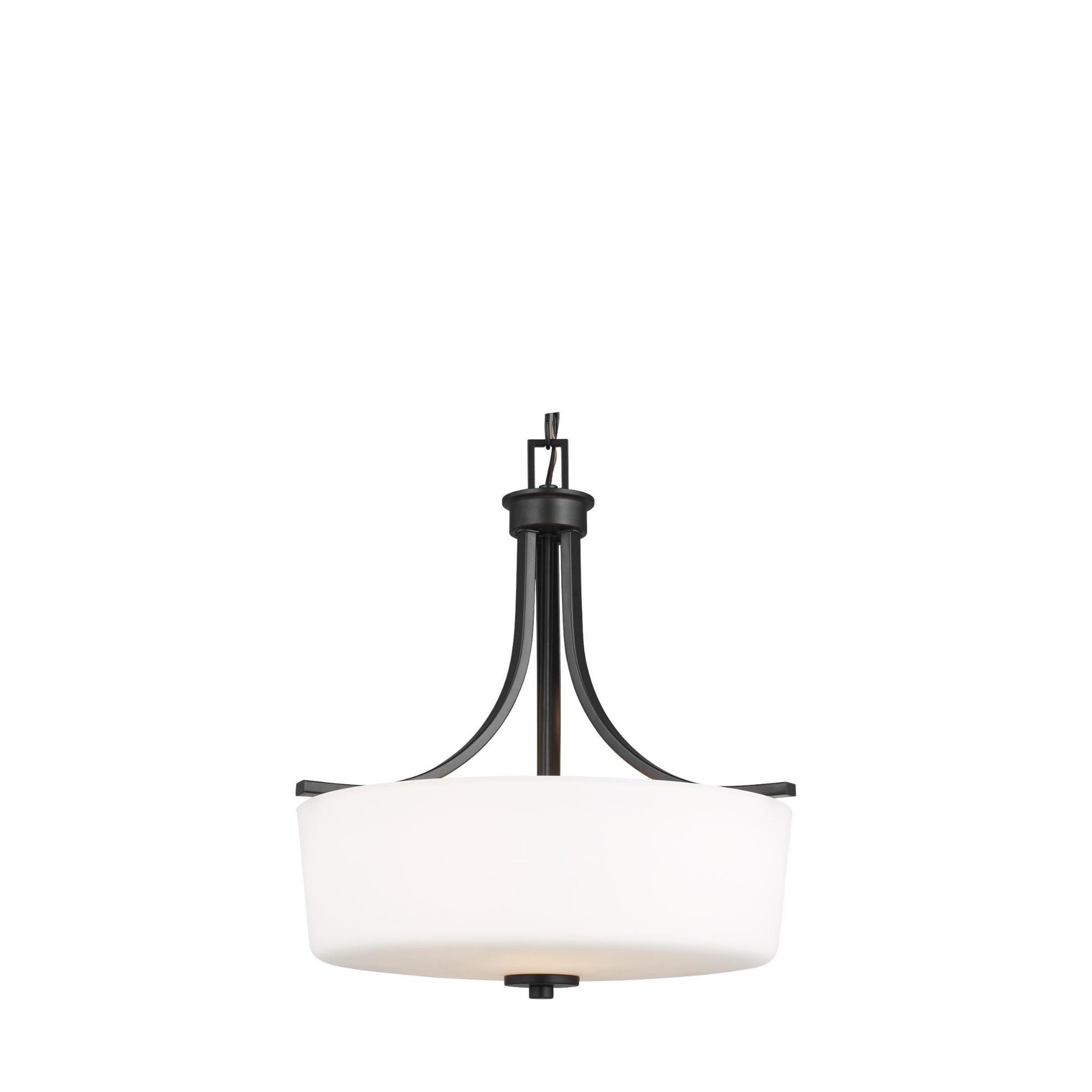 Kemal Three Light Pendant LED Transitional 18.5" Height Steel Round Etched / White Inside Shade in Midnight Black
