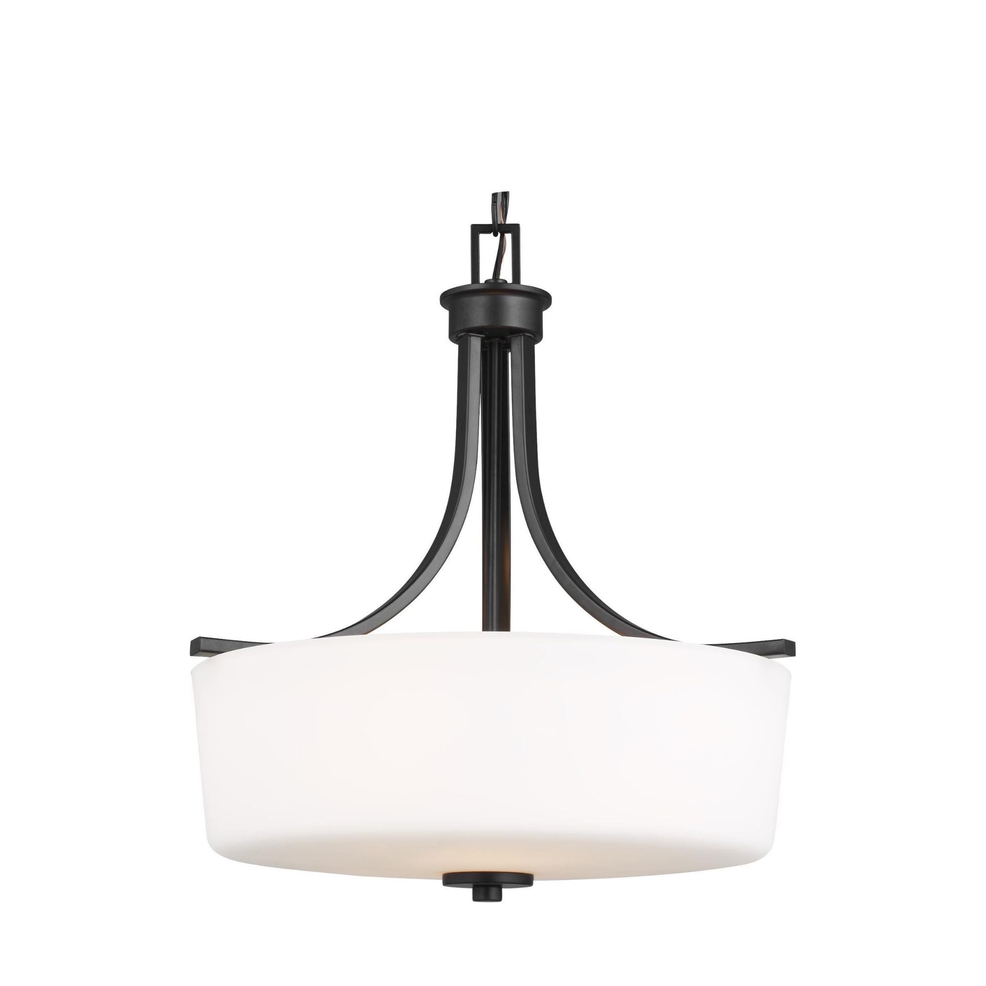Kemal Three Light Pendant LED Transitional 18.5" Height Steel Round Etched / White Inside Shade in Midnight Black