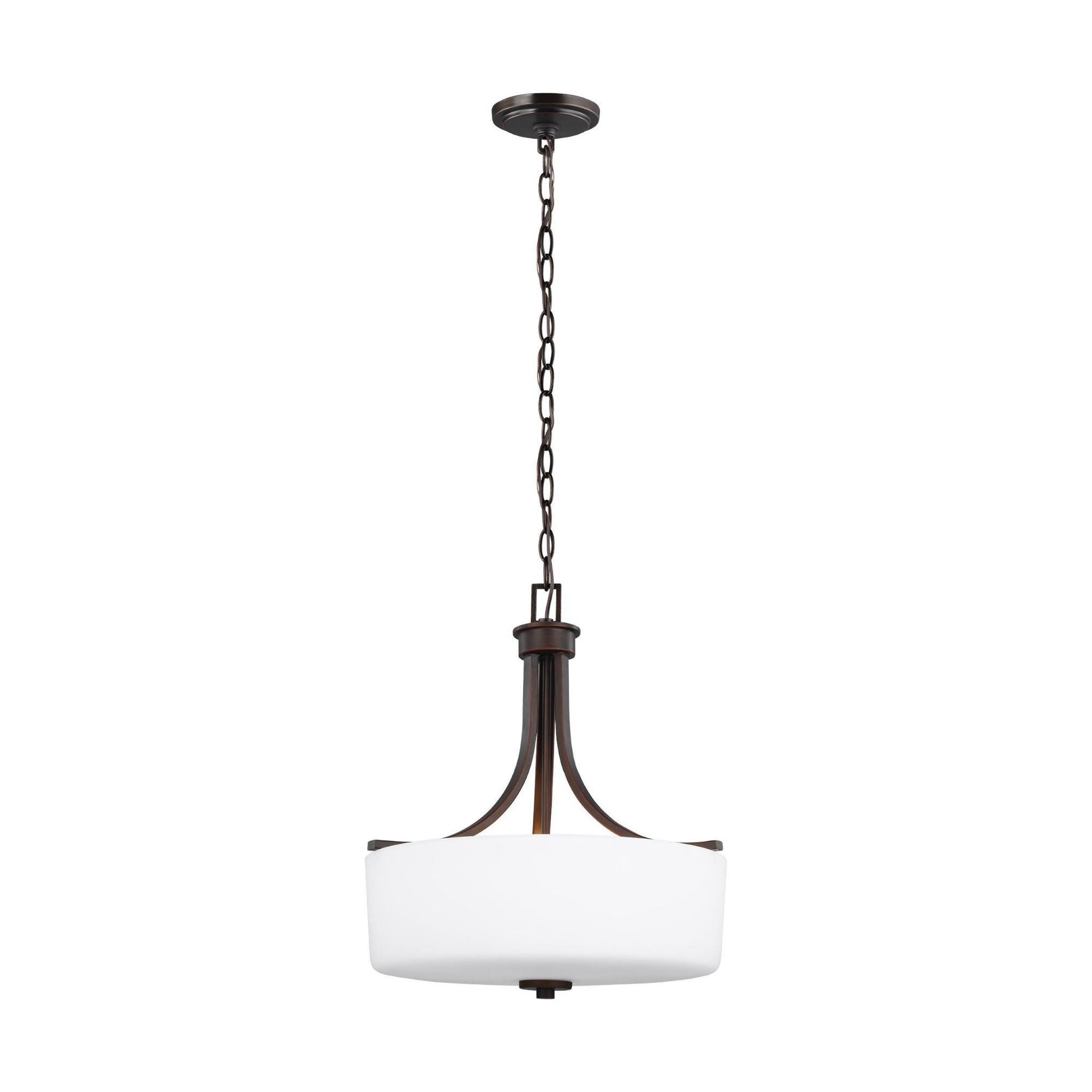 Canfield Three Light Pendant LED Modern 18.5" Height Steel Round Etched / White Inside Shade in Bronze