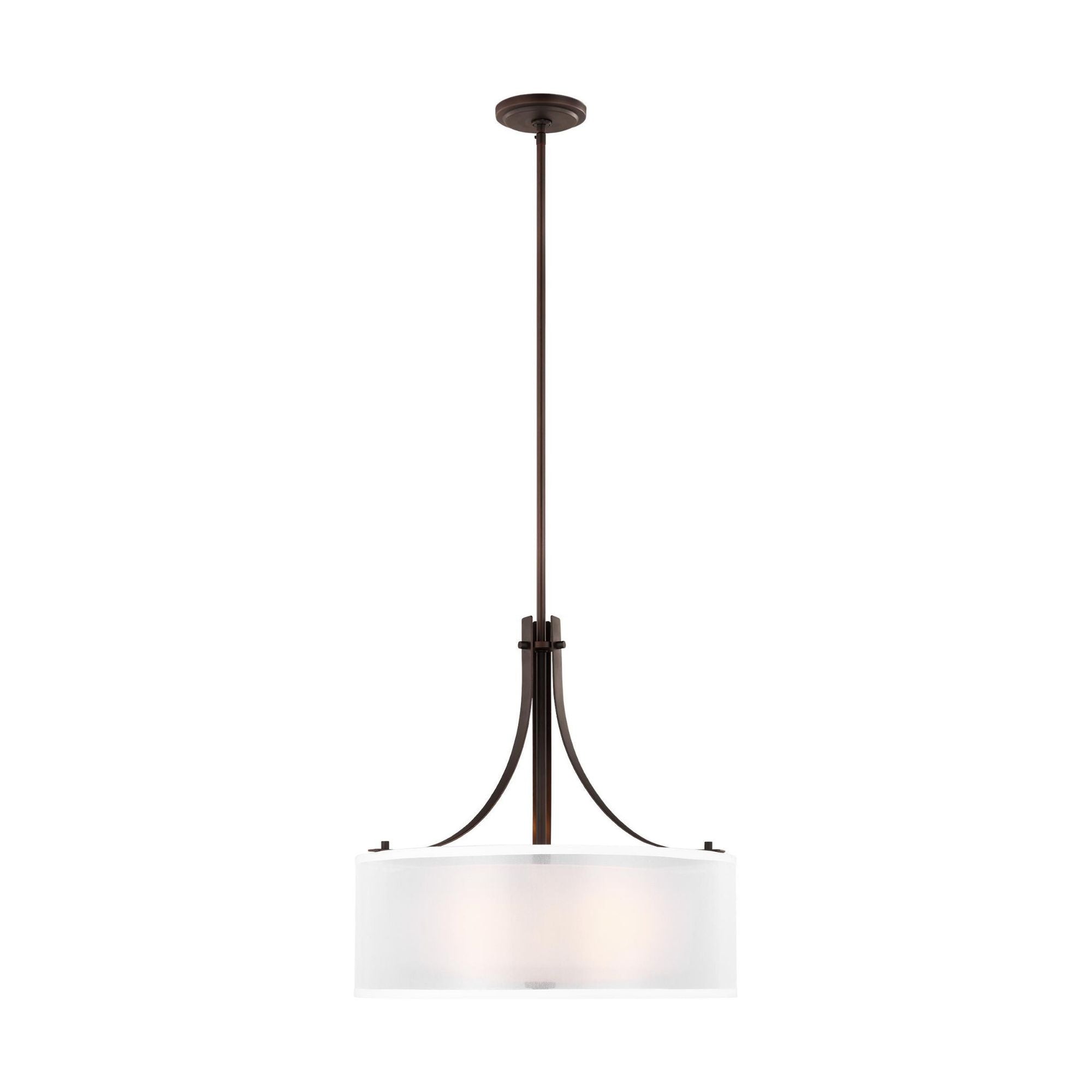 Elmwood Park Three Light Pendant Traditional 18" Height Steel Round Satin Etched Shade in Bronze