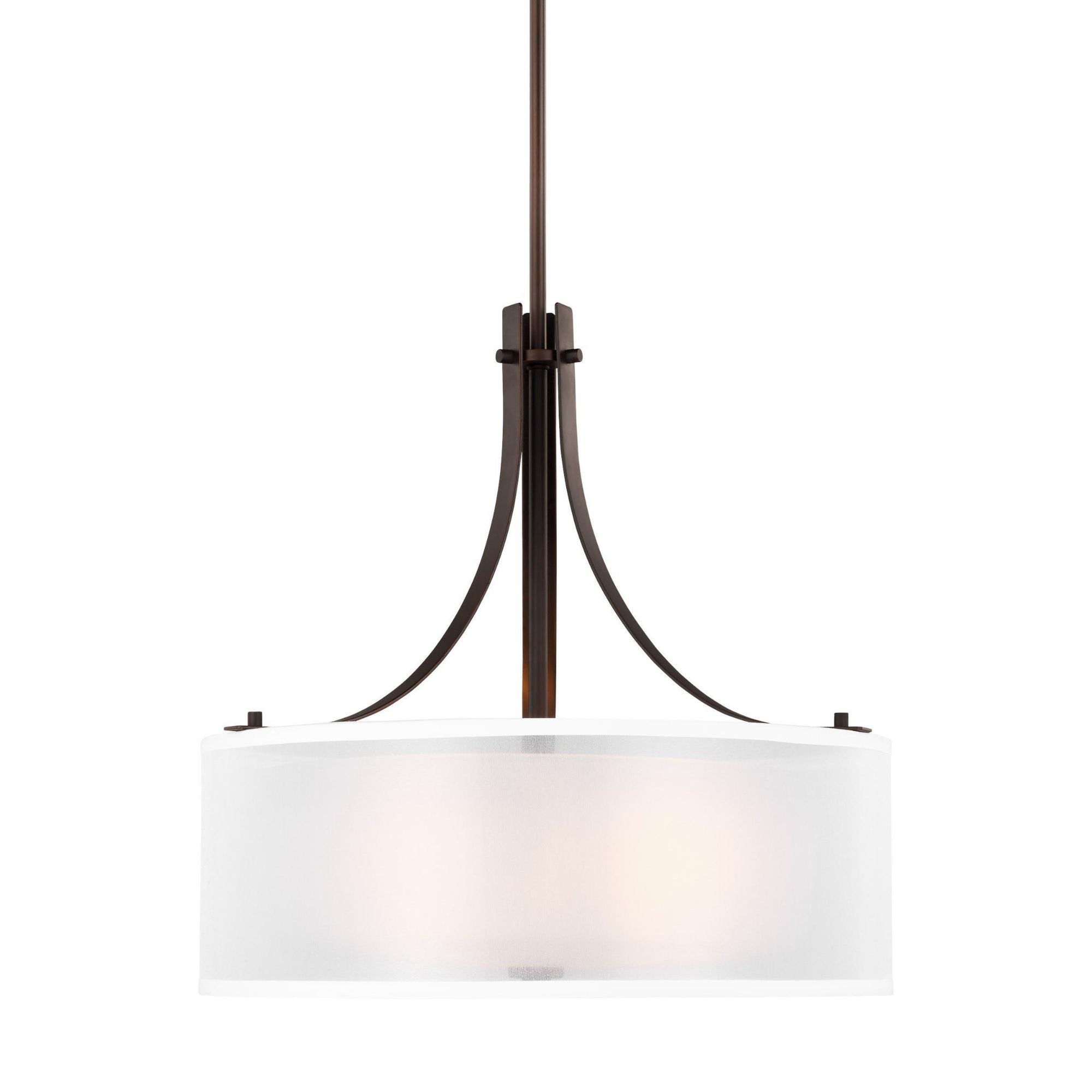 Elmwood Park Three Light Pendant Traditional 18" Height Steel Round Satin Etched Shade in Bronze