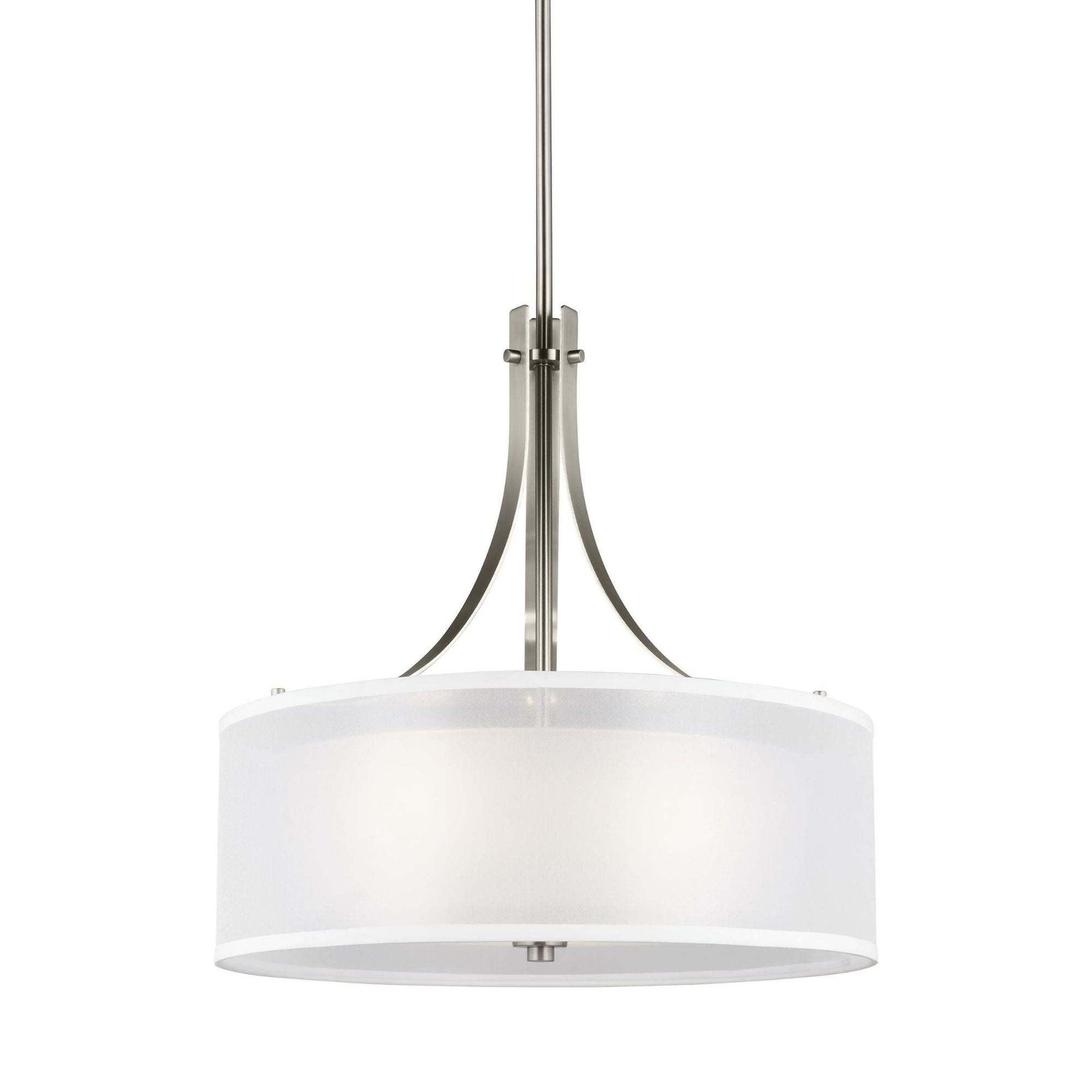 Elmwood Park Three Light Pendant LED Traditional 18" Height Steel Round Satin Etched Shade in Brushed Nickel