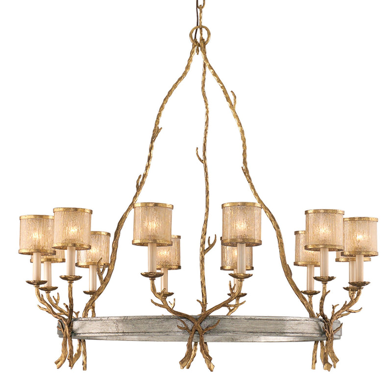 Parc Royale 12 Light Chandelier in Gold And Silver Leaf