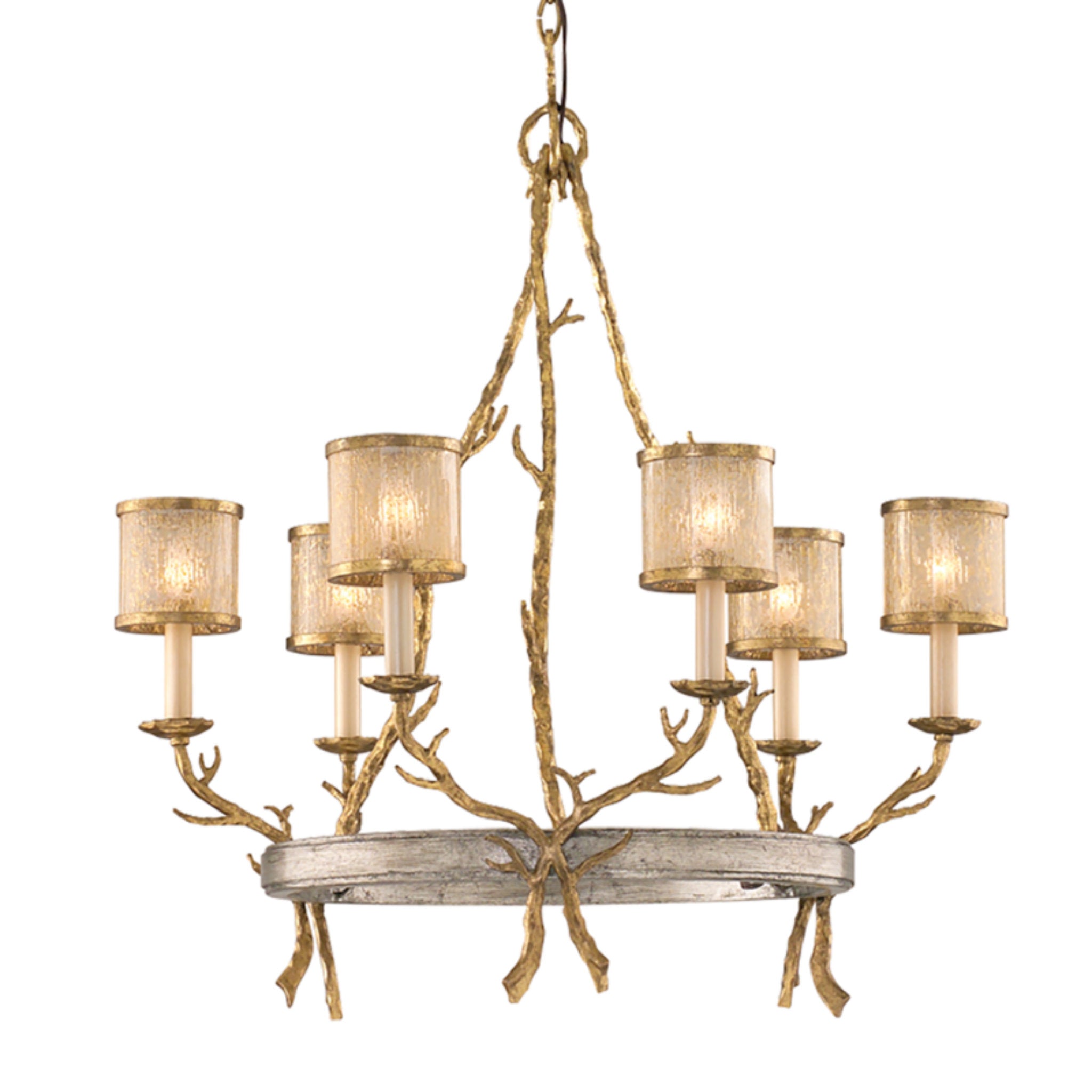 Parc Royale 6 Light Chandelier in Gold And Silver Leaf