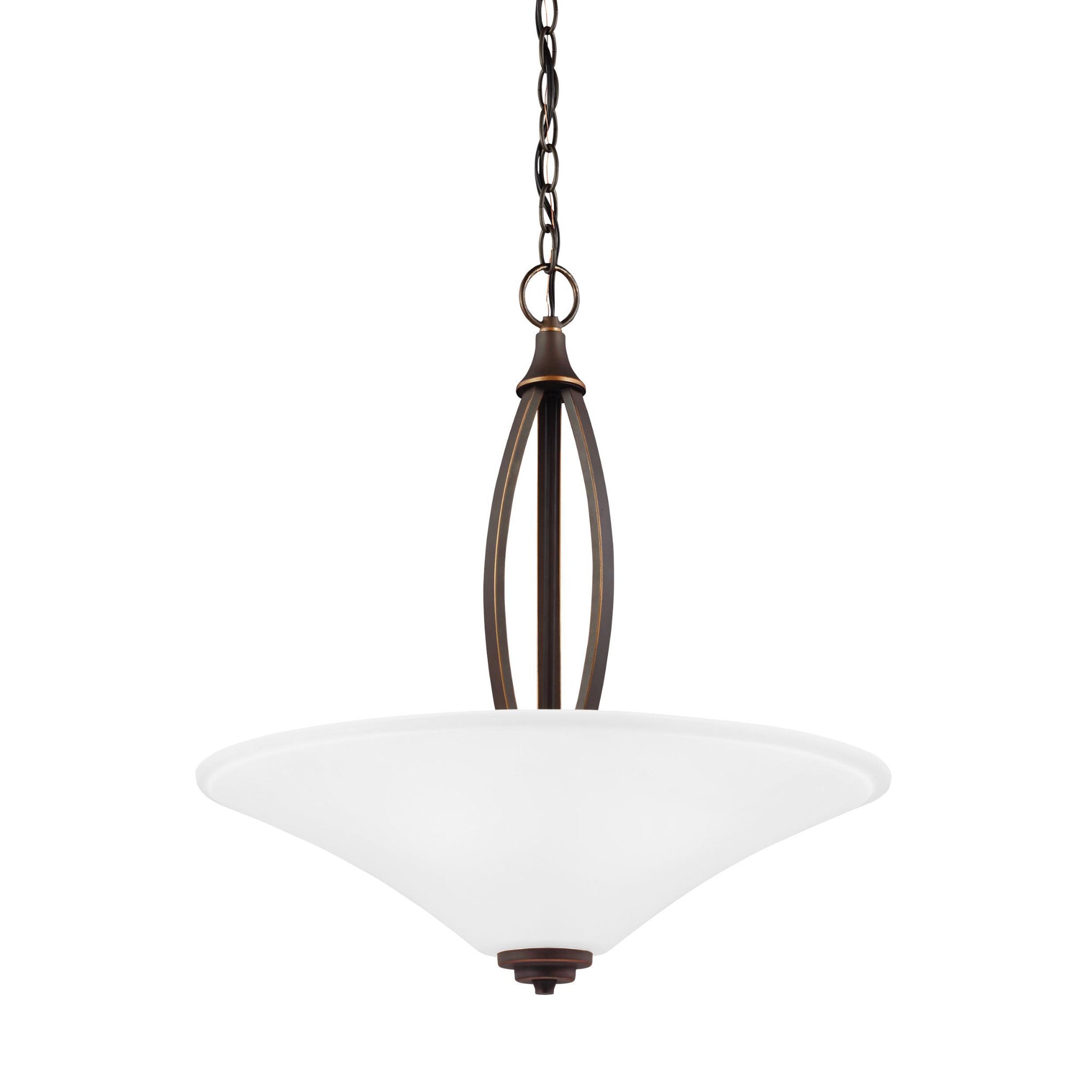 Metcalf Three Light Pendant LED Transitional 24" Height Steel Round Satin Etched Shade in Autumn Bronze