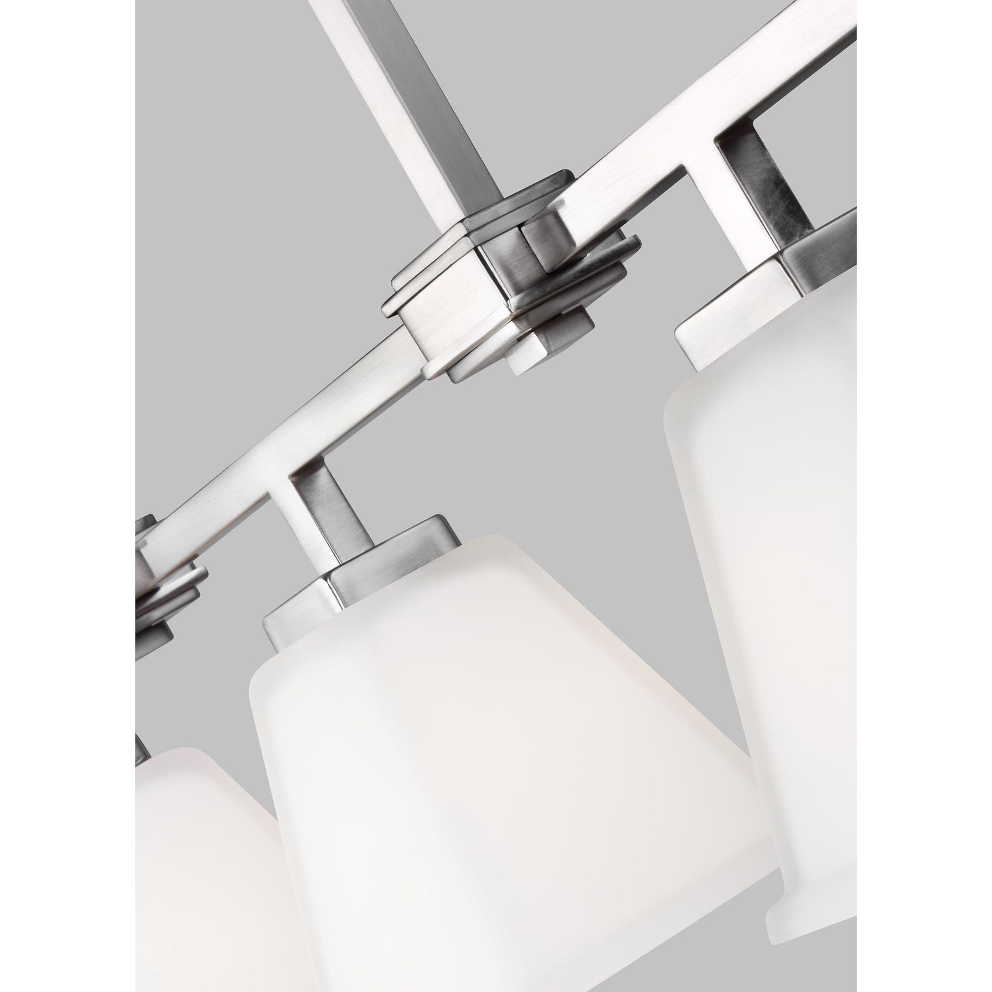 Ellis Harper Five Light Island Pendant LED Transitional Chandelier 5.75" Width 18" Height Steel Square Etched / White Inside Shade in Brushed Nickel