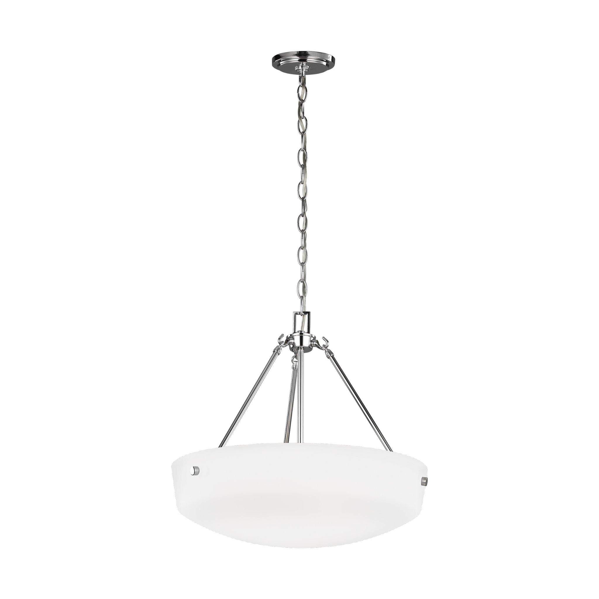 Kerrville Three Light Pendant Transitional 18.375" Height Steel Round Satin Etched Shade in Chrome