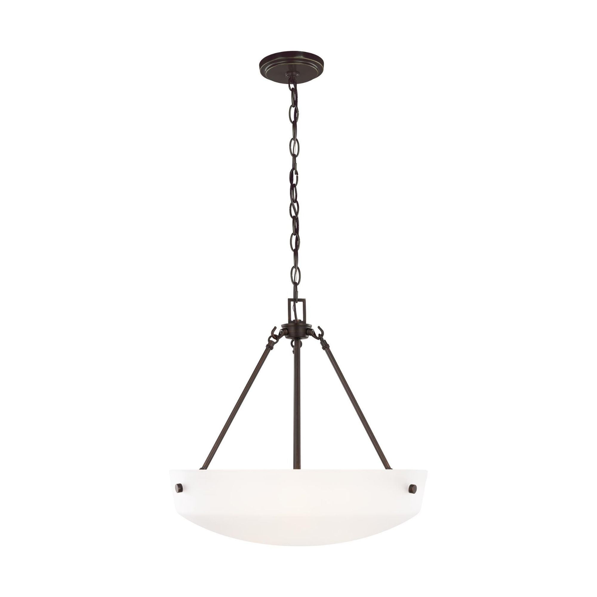 Kerrville Three Light Pendant Transitional 18.375" Height Steel Round Satin Etched Shade in Bronze