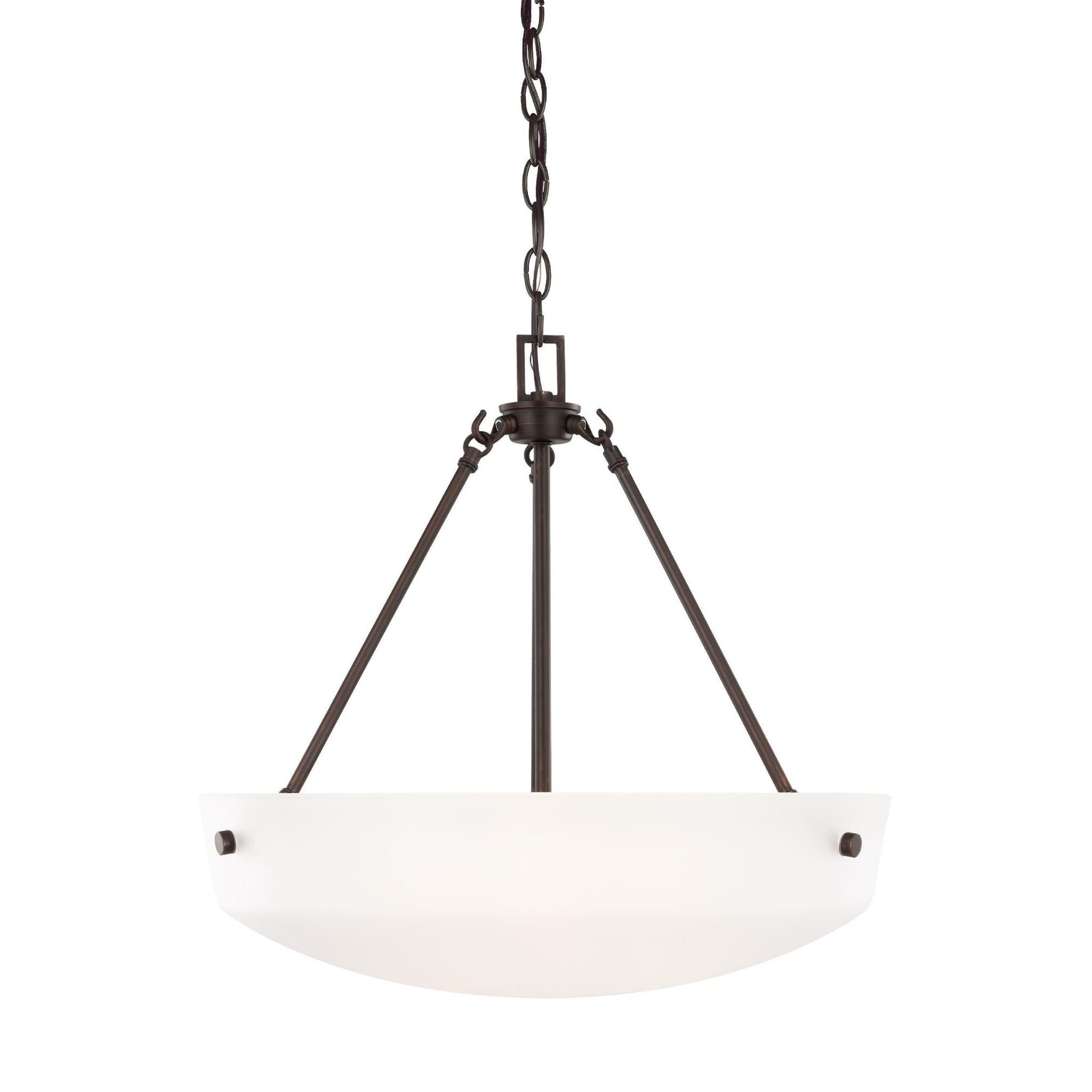 Kerrville Three Light Pendant Transitional 18.375" Height Steel Round Satin Etched Shade in Bronze