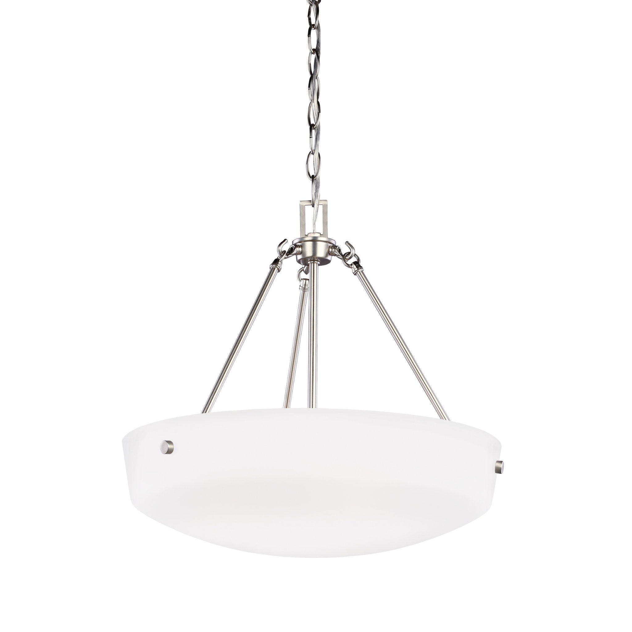 Kerrville Three Light Pendant Transitional 18.375" Height Steel Round Satin Etched Shade in Brushed Nickel