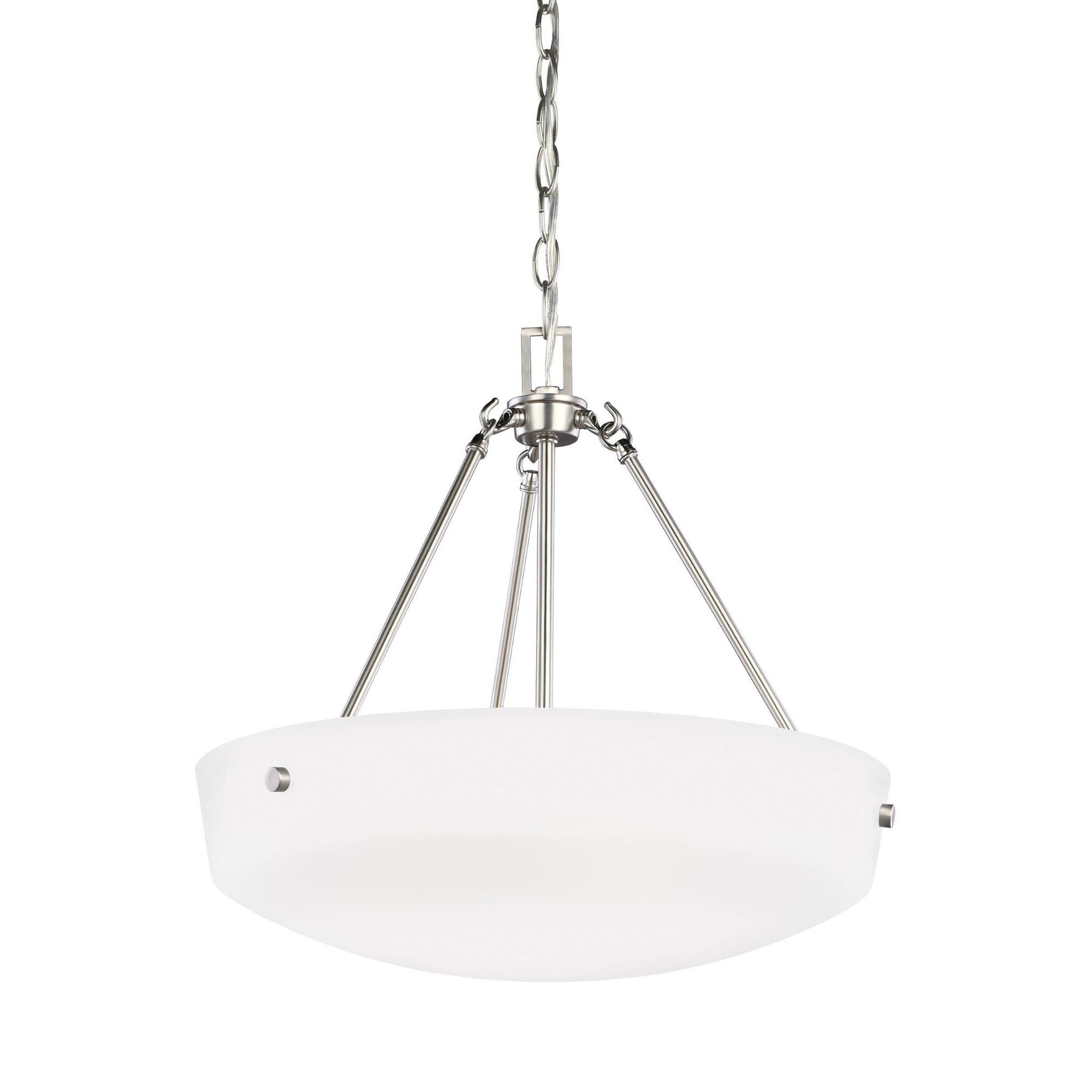 Kerrville Three Light Pendant LED Transitional 18.375" Height Steel Round Satin Etched Shade in Brushed Nickel
