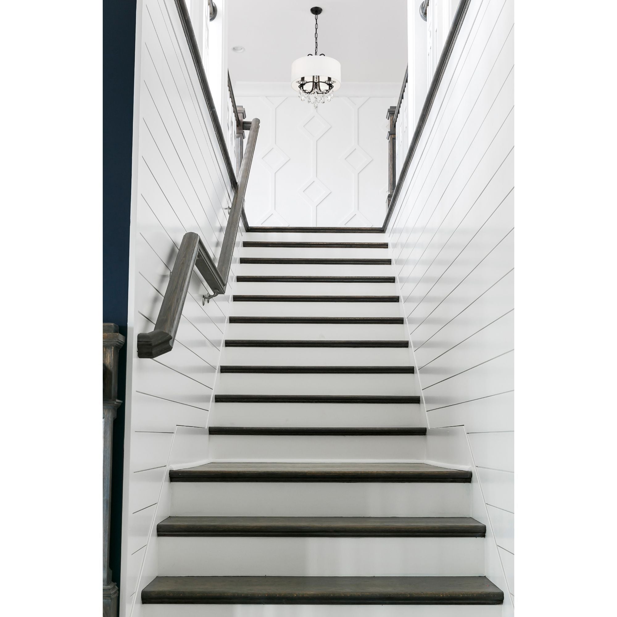 Othello 3 Light Matte Black Mini Chandelier Hand Cut Crystal Silk Shade 14"W x 17"H x 14"D