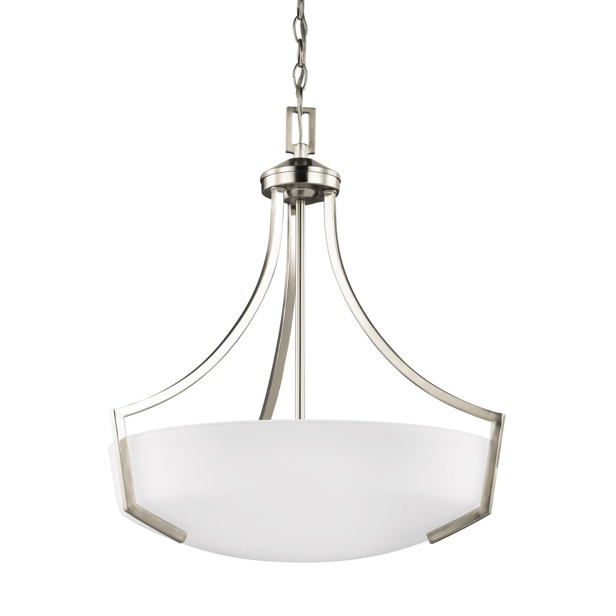 Hanford Three Light Pendant LED Transitional 22.625" Height Steel Round Satin Etched Shade in Brushed Nickel