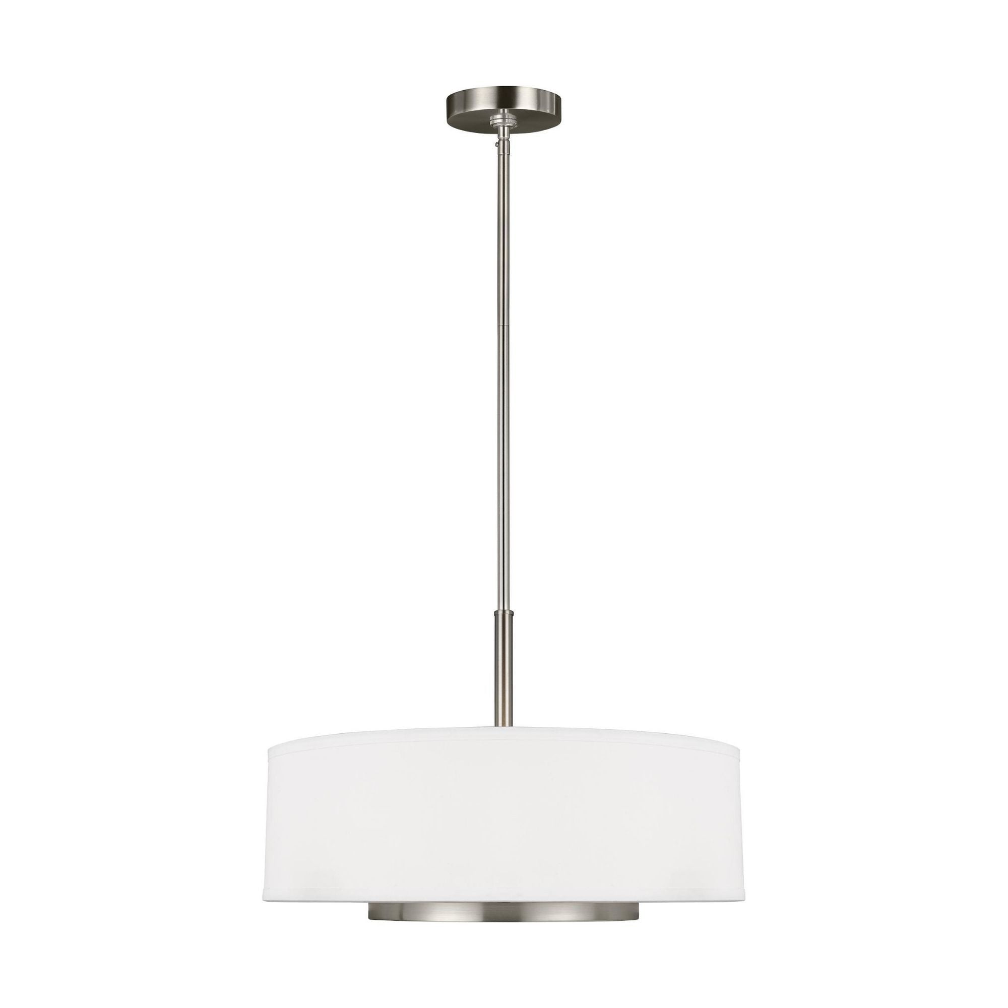 Nance Three Light Pendant LED Transitional 13.5" Height Steel Round Satin Etched Shade in Brushed Nickel