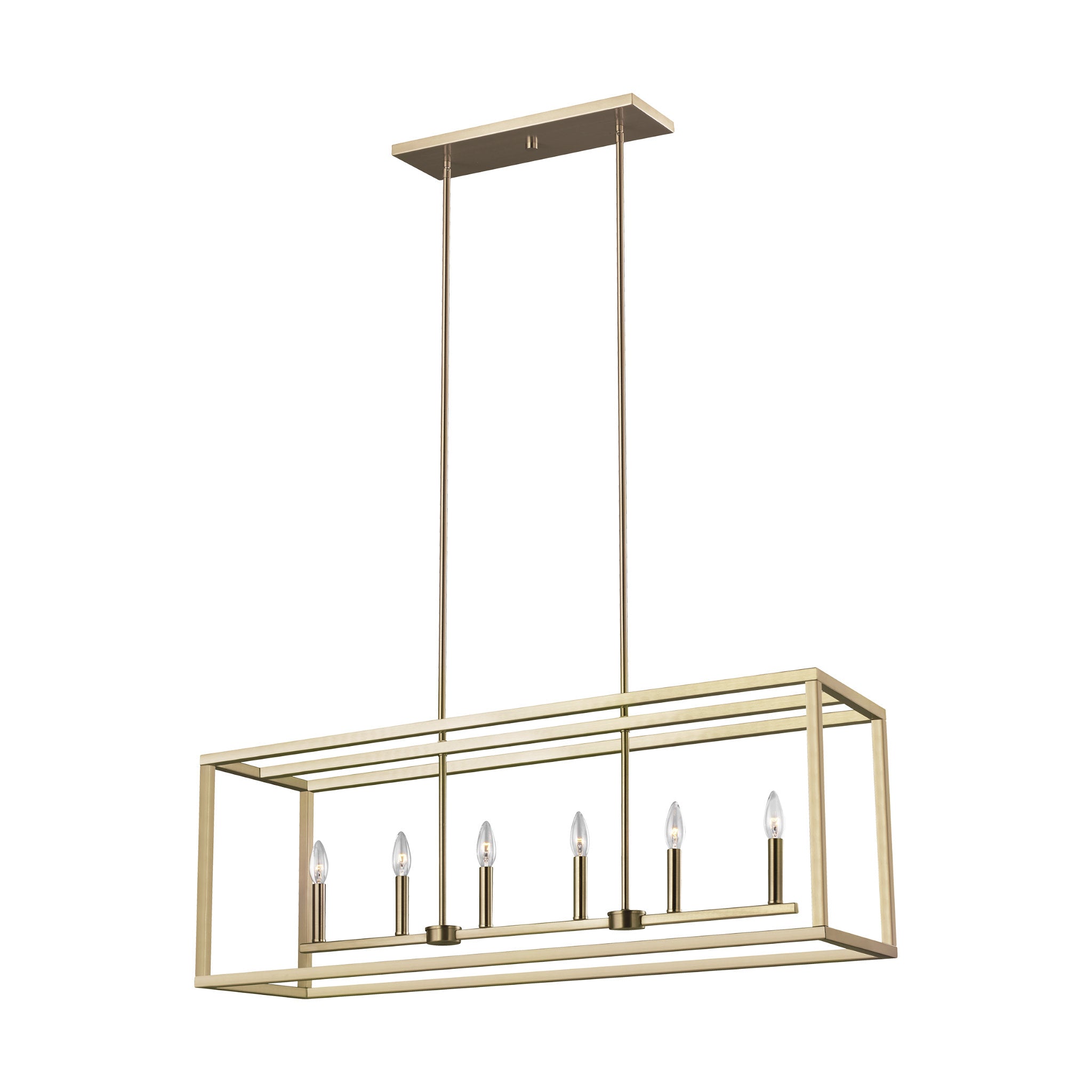 Moffet Street Six Light Island Pendant Transitional Chandelier 12" Width 15" Height Steel in Satin Brass