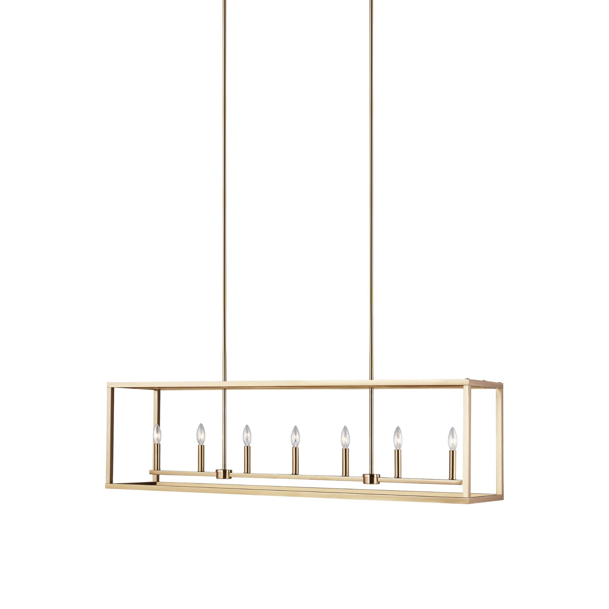 Moffet Street Long Seven Light Island Pendant Transitional Chandelier 12" Width 15" Height Steel in Satin Brass