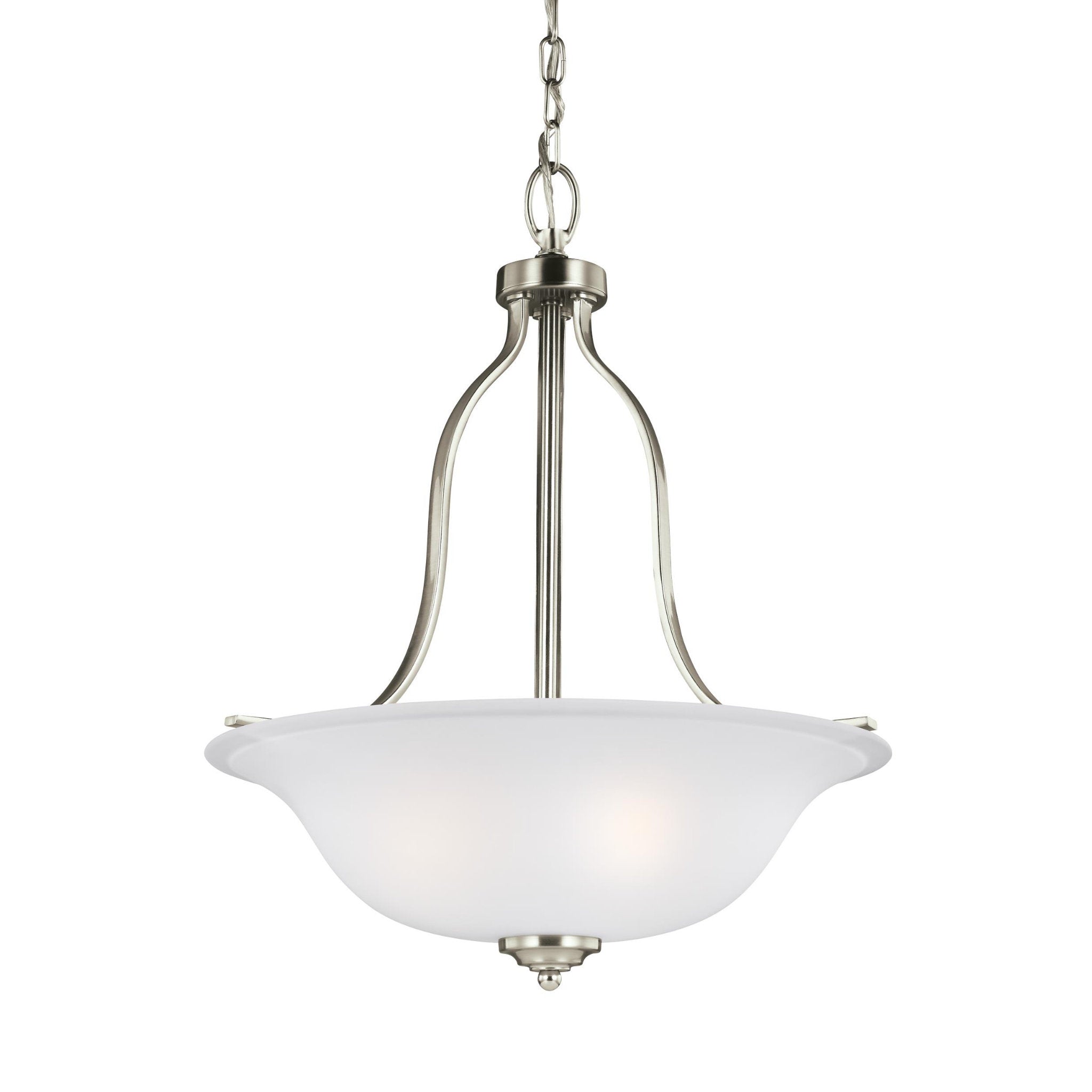 Emmons Three Light Pendant LED Traditional 22.5" Height Steel Round Satin Etched Shade in Brushed Nickel