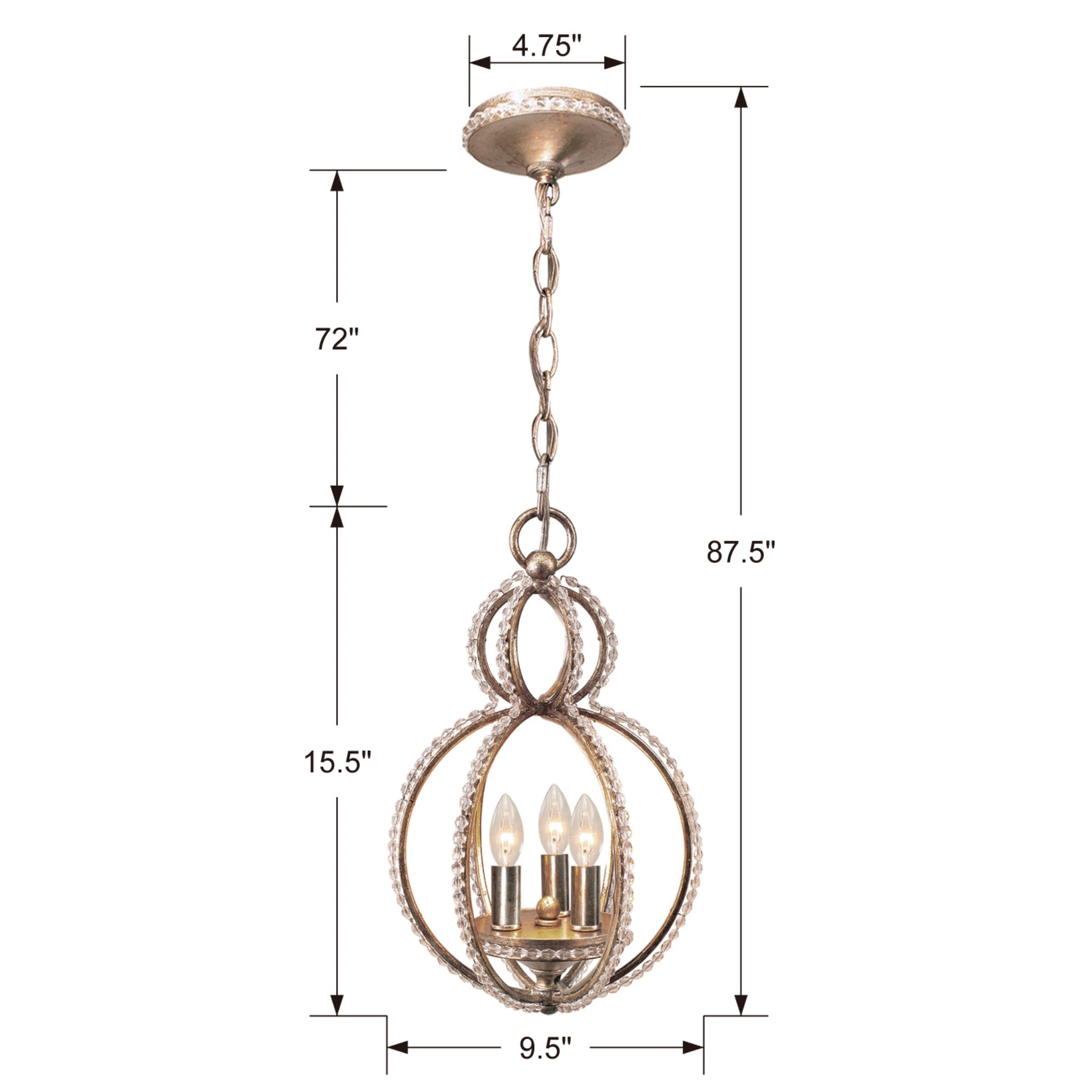 Garland 9.5'' Distressed Twilight Pendant Gold 9.5"W x 15.5"H x 9.5"D