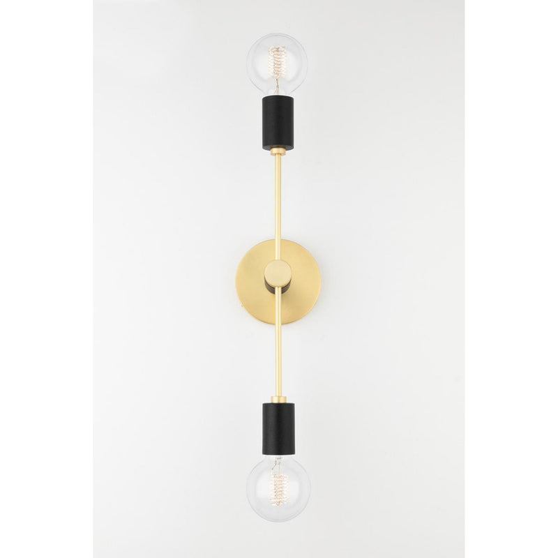 Astrid 2 Light Wall Sconce in Aged Brass/Black