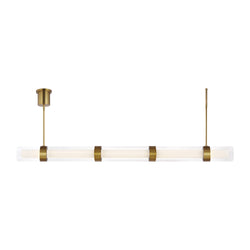 Visual Comfort Modern Collection 700LSWIT5R-LED930 Sean Lavin Wit Linear Suspension 1 Light Universal 120-277 Volts 55.93in Length 3000K in Aged Brass