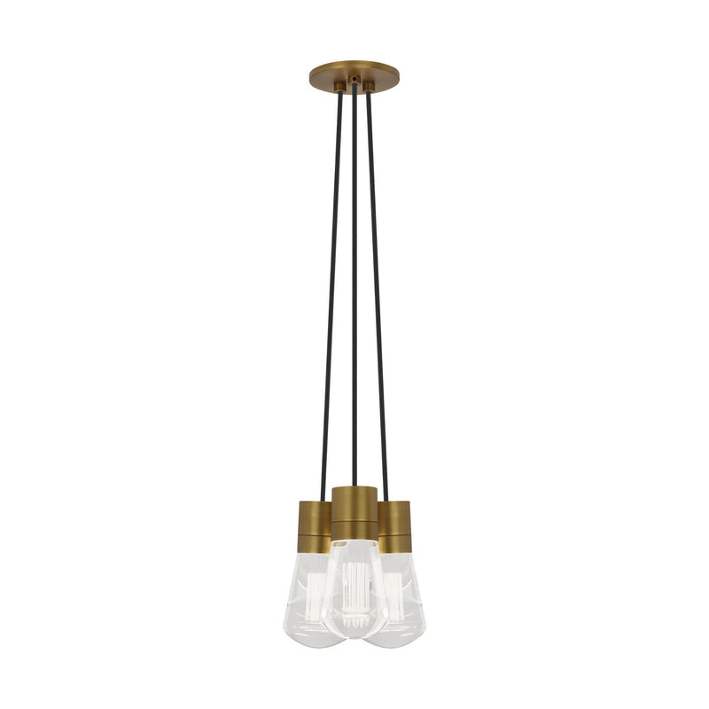 Visual Comfort Modern Collection 700TDALVPMC3BR-LED922 Sean Lavin Alva Pendant 3 Light 120 Volts 9in Length 2200K in Aged Brass