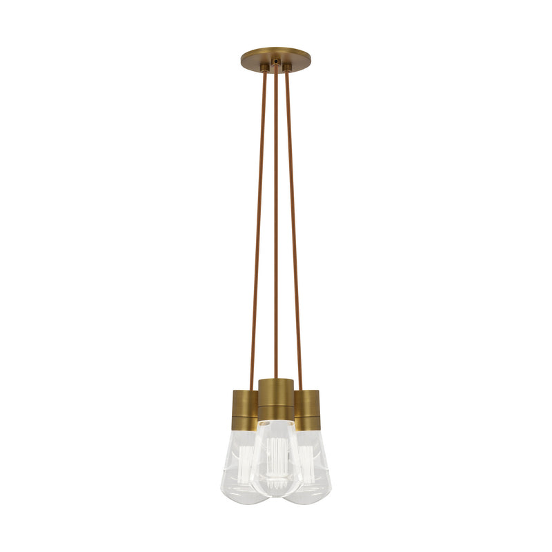 Visual Comfort Modern Collection 700TDALVPMC3PR-LED922 Sean Lavin Alva Pendant 3 Light 120 Volts 9in Length 2200K in Aged Brass