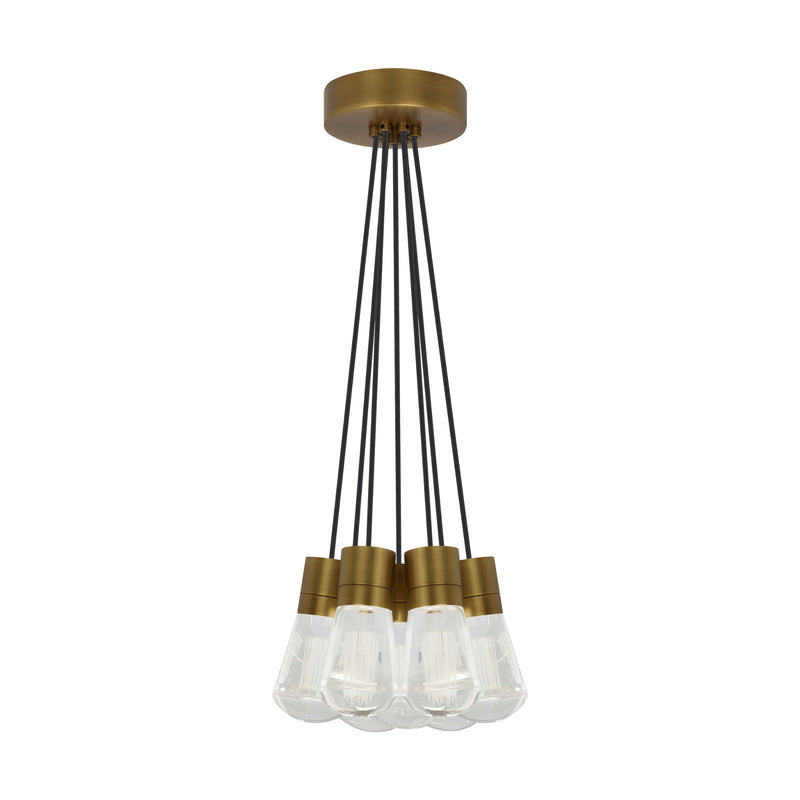 Visual Comfort Modern Collection 700TDALVPMC7BR-LED922 Sean Lavin Alva Pendant 7 Light 120 Volts 14in Length 2200K in Aged Brass